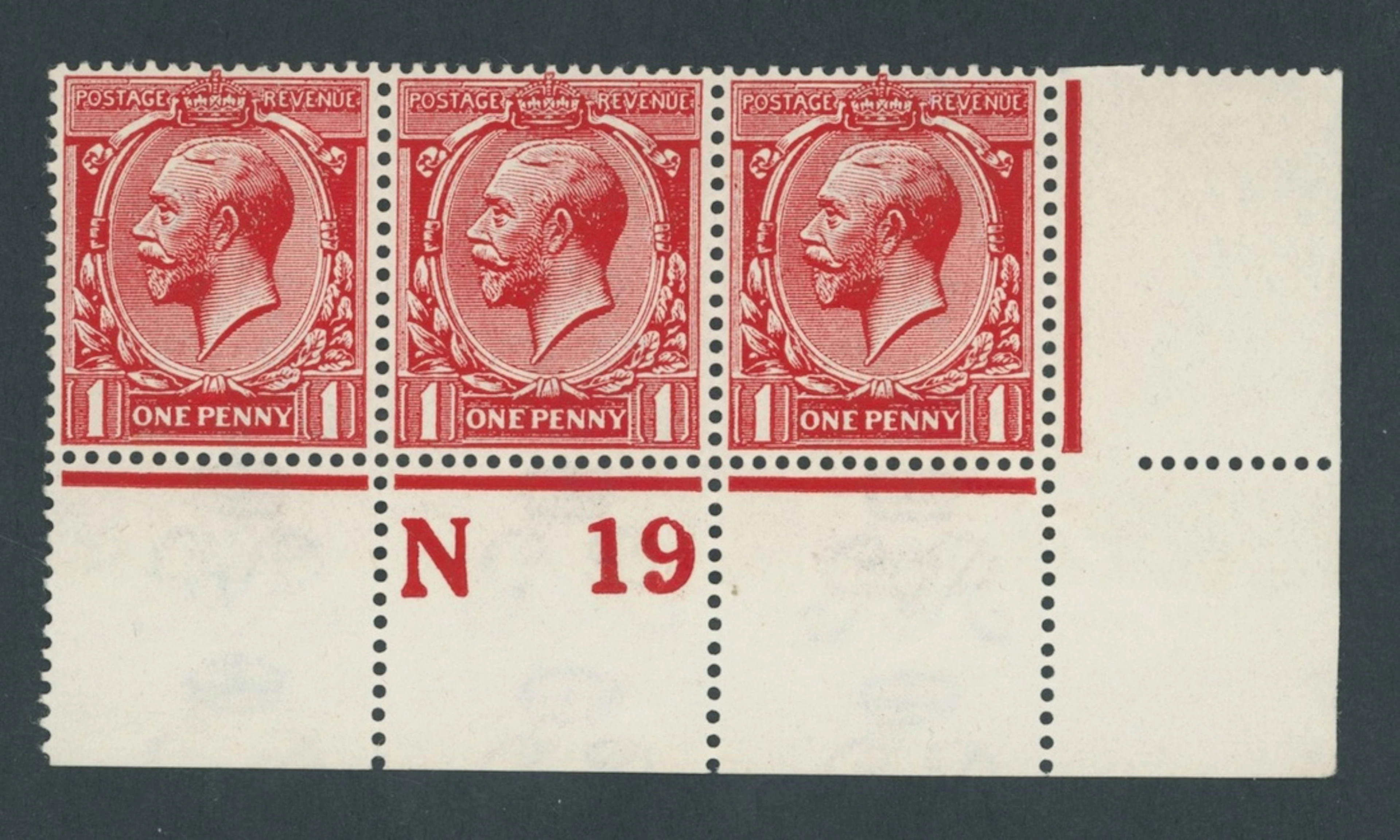 Great Britain King George V 1912-24, Watermark Simple Cypher 1d. deep