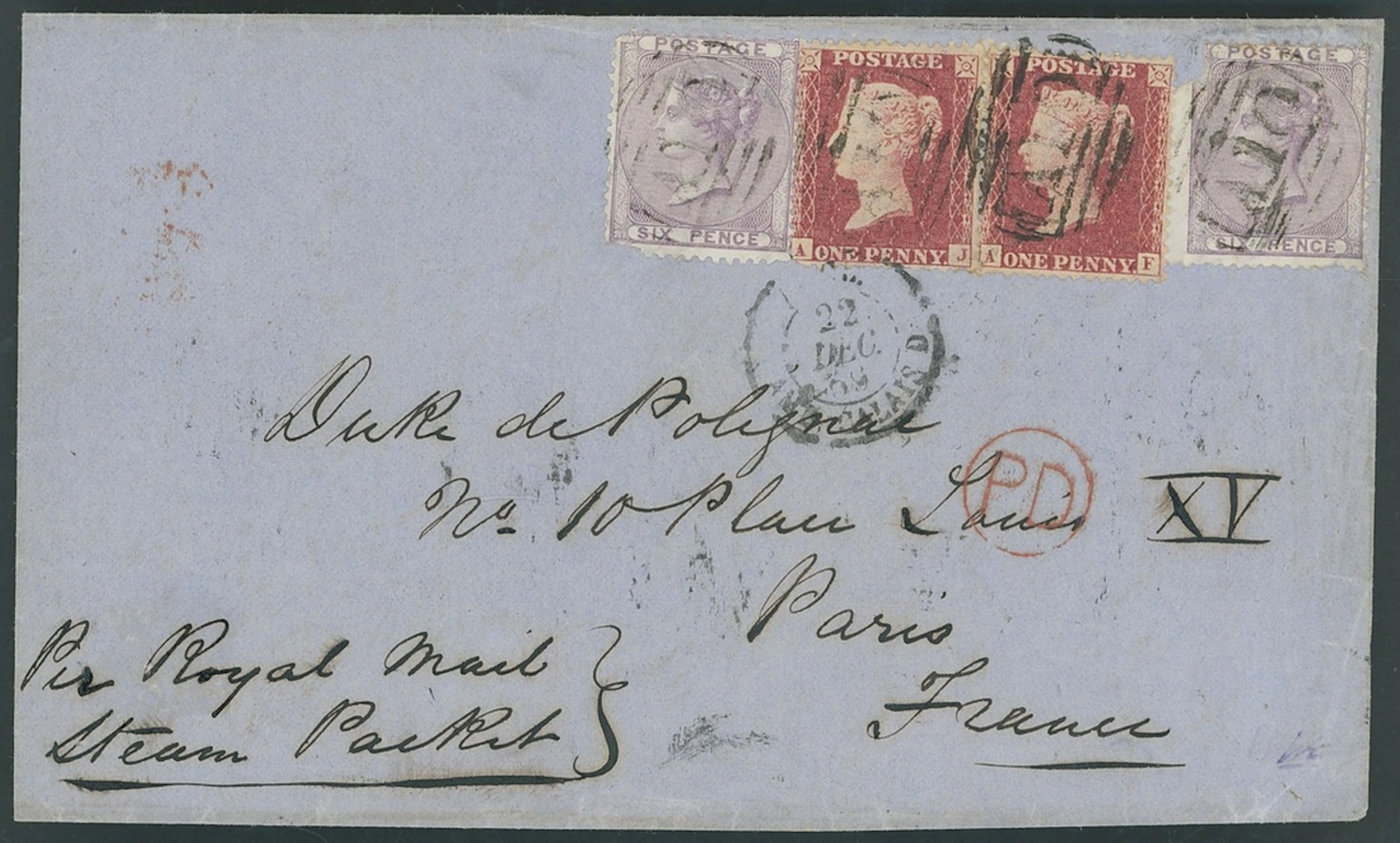 St. Vincent Great Britain used in St. Vincent Covers 1859 (26 Nov.)