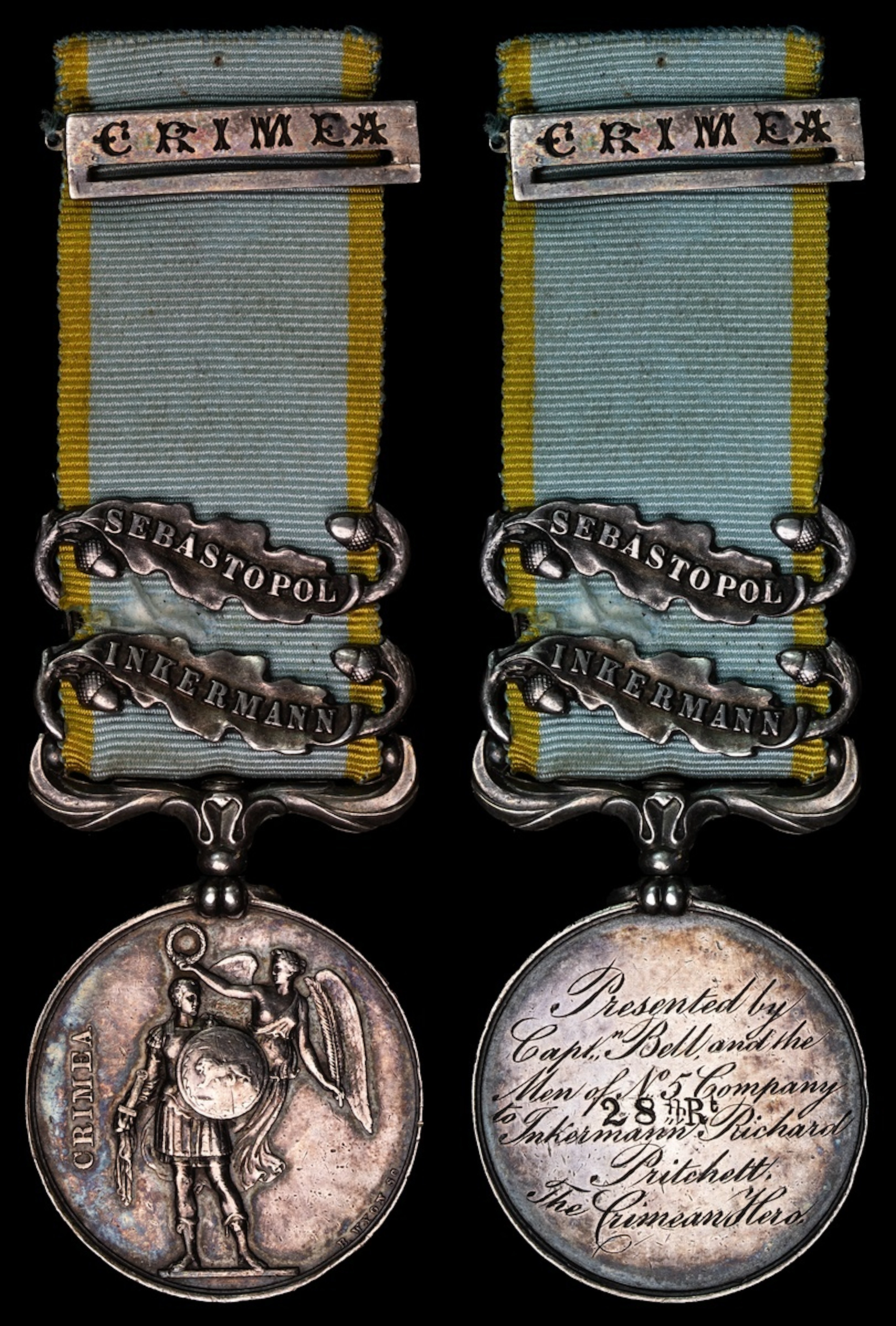 Crimea 1854-56, 2 clasps, Inkermann, Sebastopol, an unusual medal