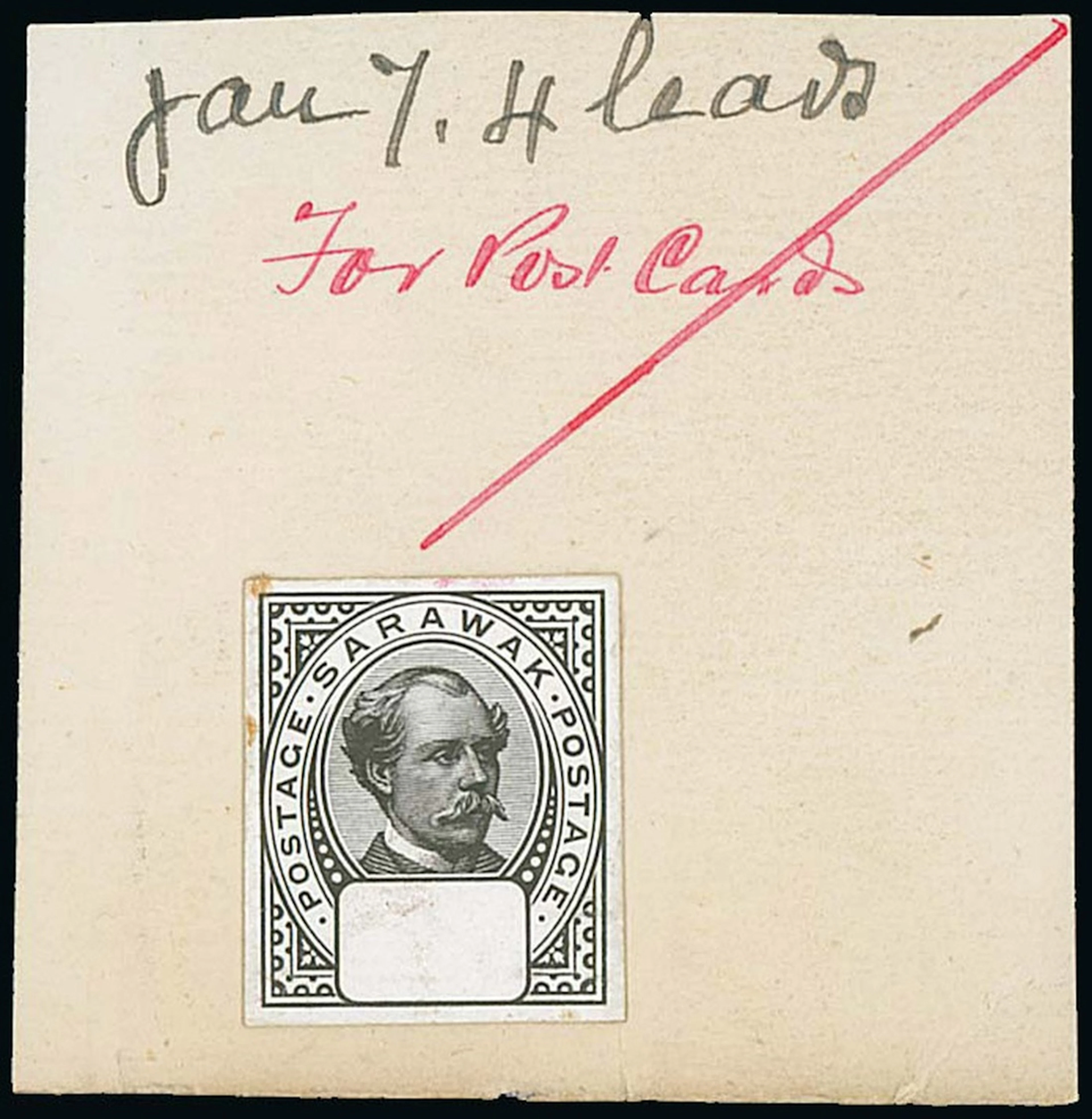Sarawak Postal Stationery Postcards 1902 1c. Master die proof with