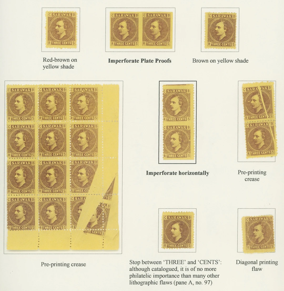 Sarawak 1871 Sir James Brooke 3c. brown on yellow unused study all