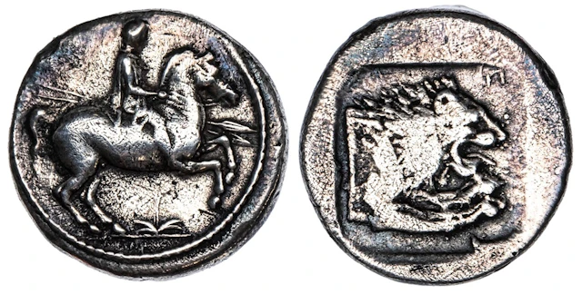Kings of Macedon, Perdikkas II (451-413 BC), AR Tetrobol, horseman