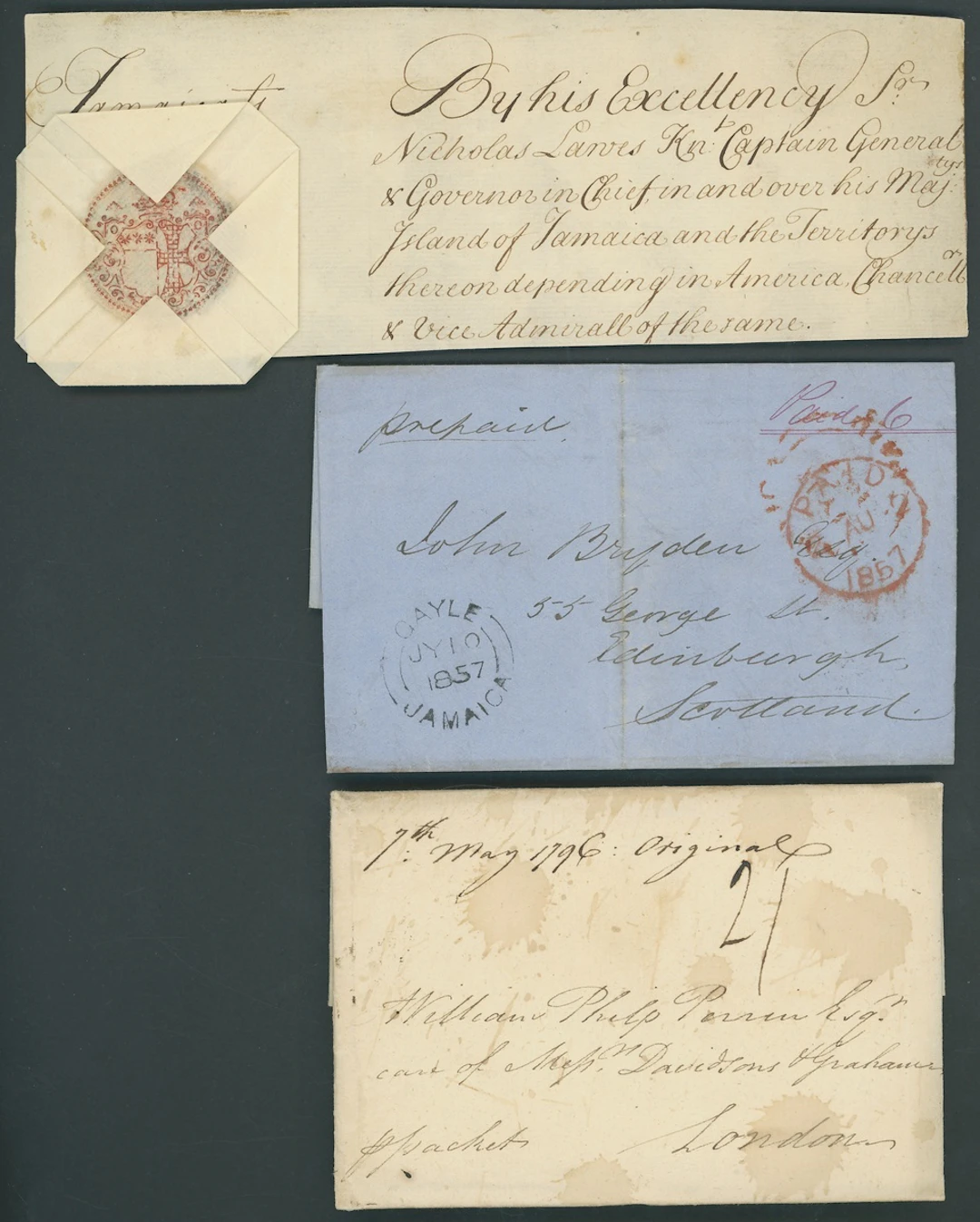Jamaica Early Letters and Handstamps 1784-1857 group of early letters