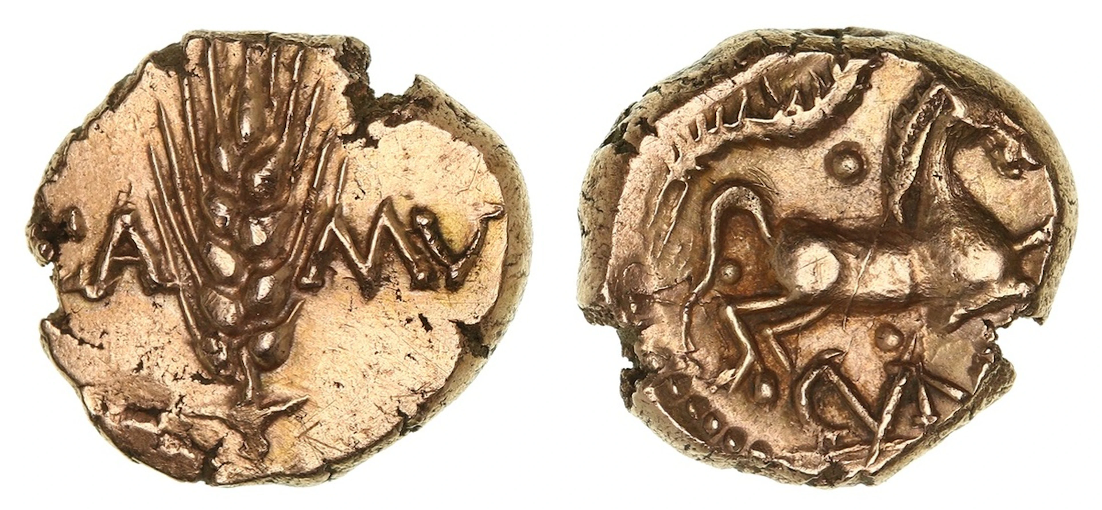 Iron Age Britain, Catuvellauni, Cunobelin (AD 9-40), AV Stater, 'Plastic'