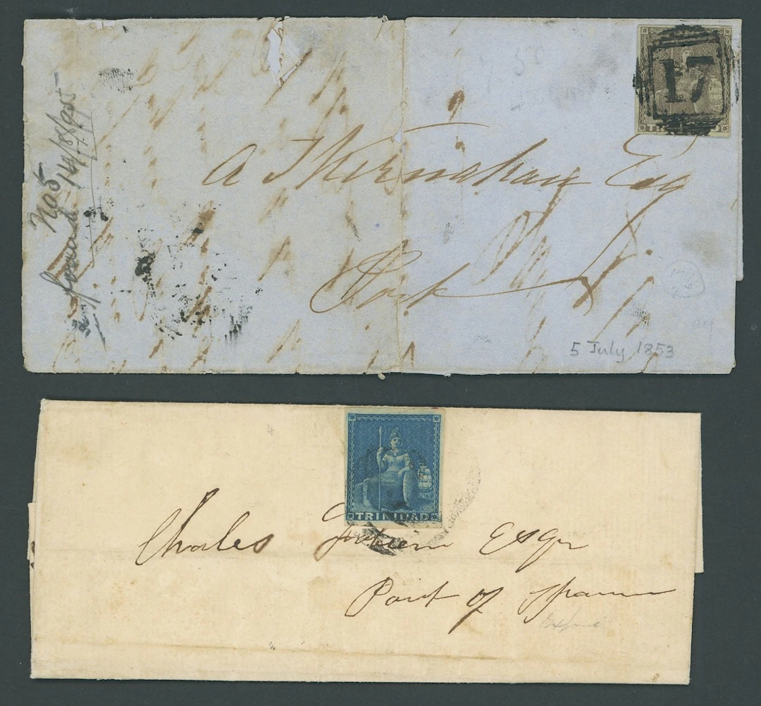 Trinidad Covers and Cancellations 1852 (21 Aug.) locally addressed