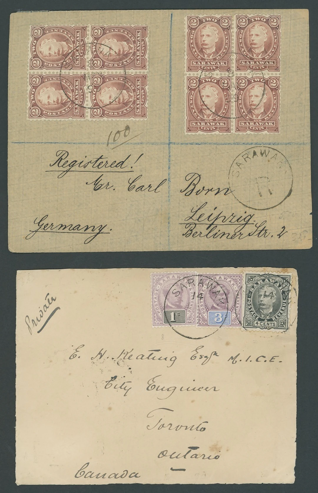 Sarawak 1895 Perkins Bacon Issue Cover 1899 (8 May) envelope registered
