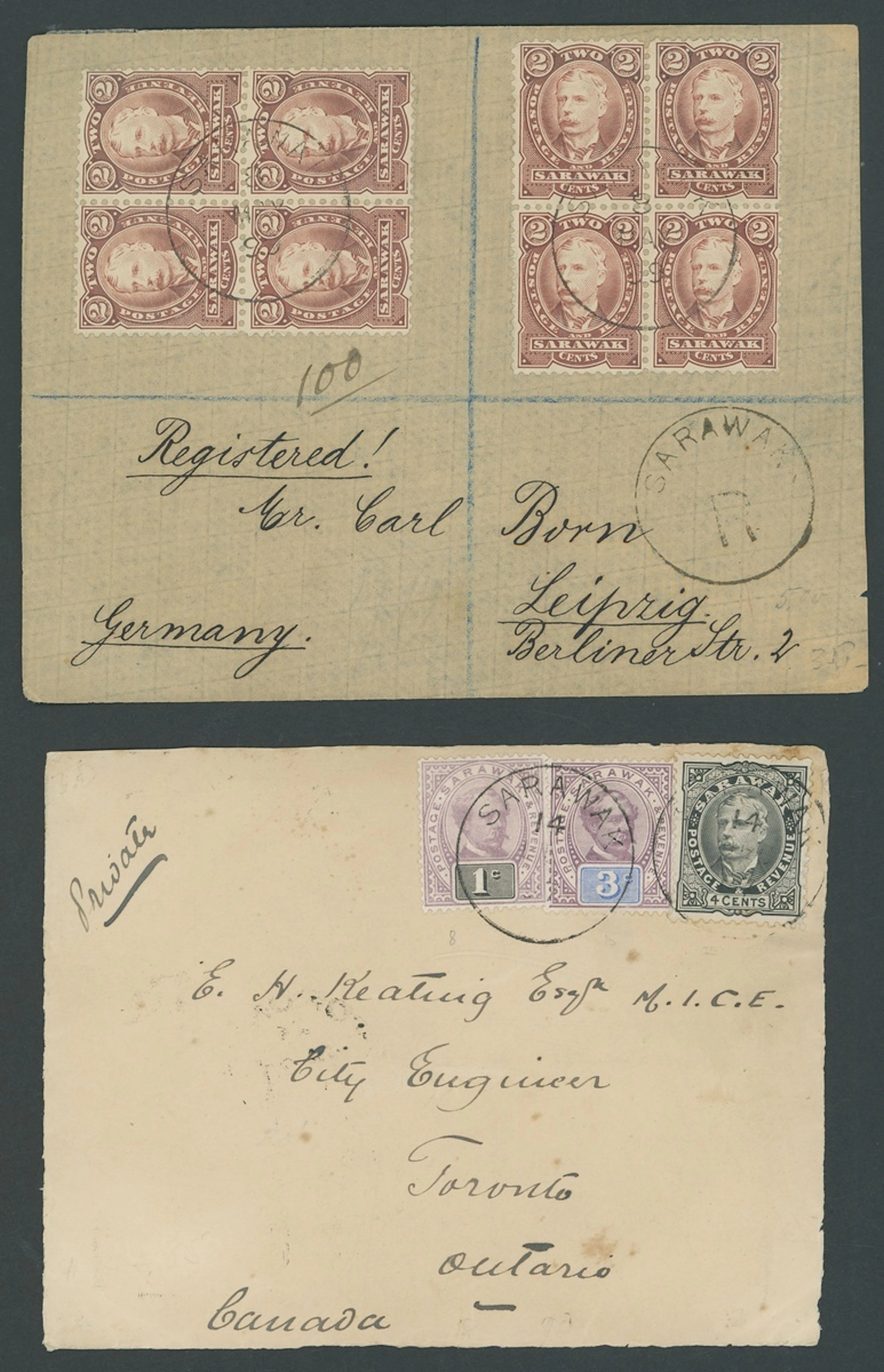 Sarawak 1895 Perkins Bacon Issue Cover 1899 (8 May) envelope registered