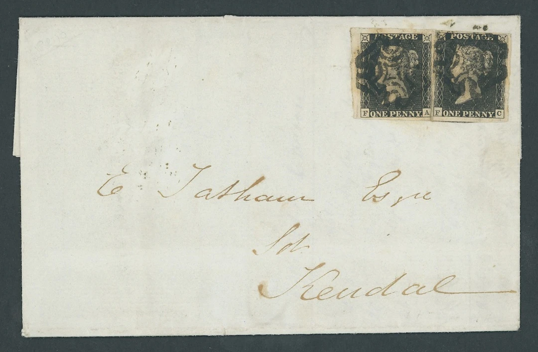 Great Britain 1840 One Penny Black Plate 10 FA and FC, each with good