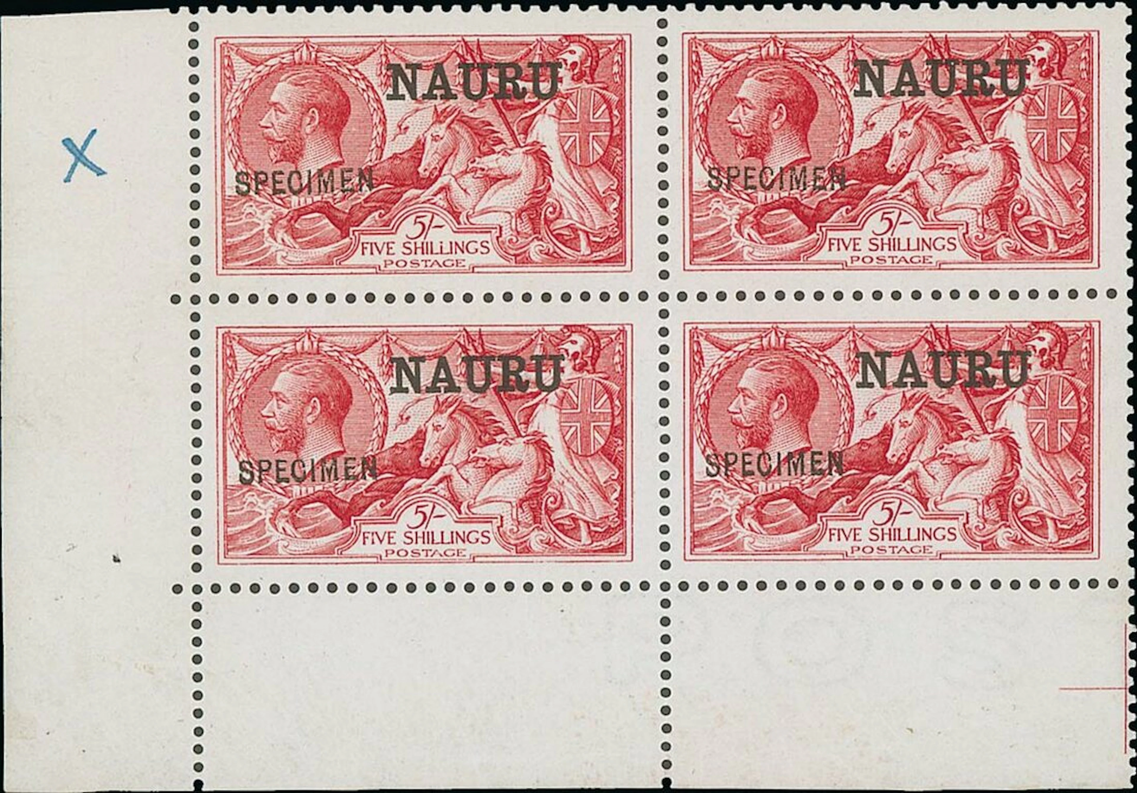 Colonial Countries Overprinted on Great Britain Nauru 1916-19 Seahorses