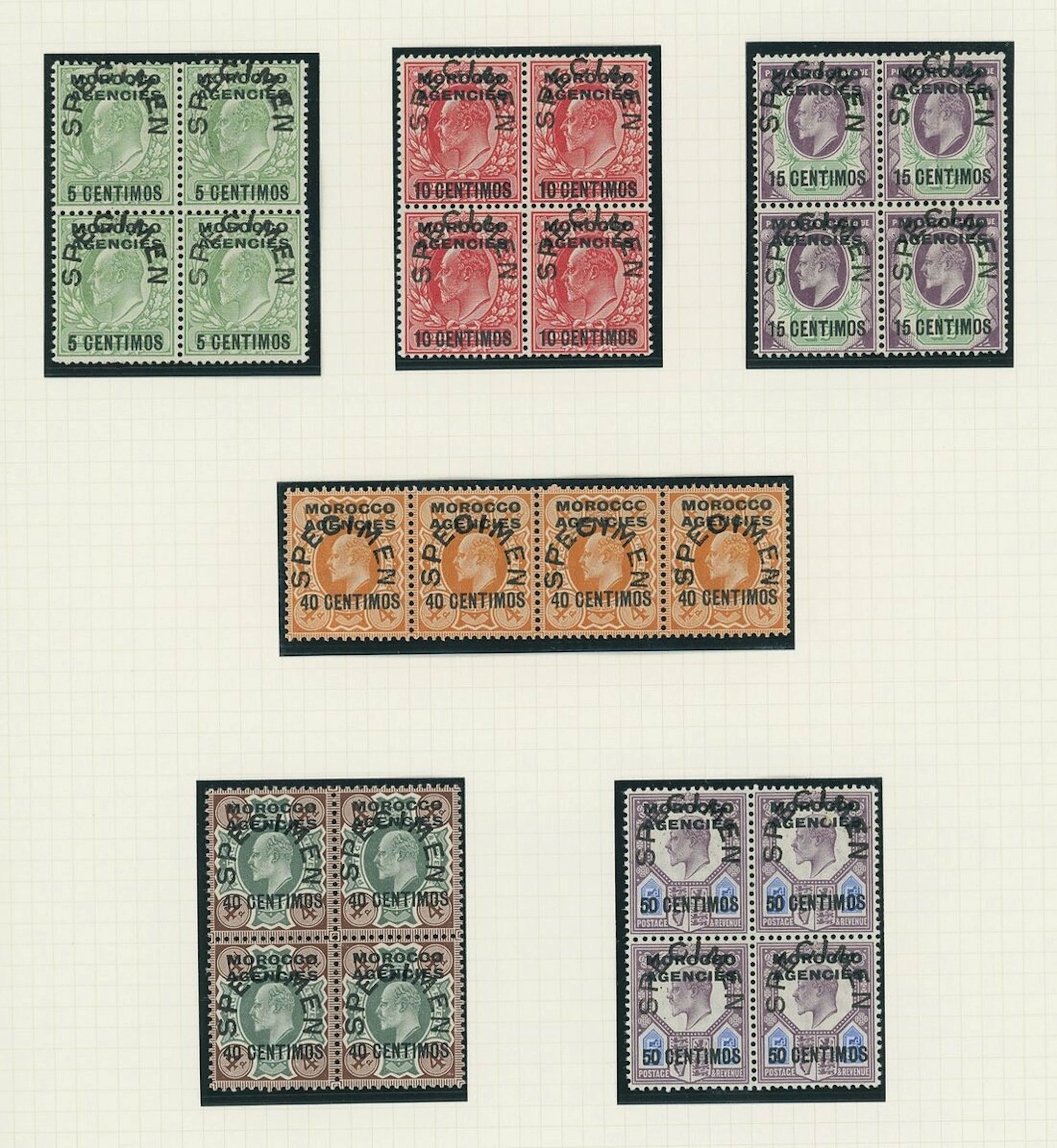 Colonial Countries Overprinted on Great Britain Morocco Agencies Spanish