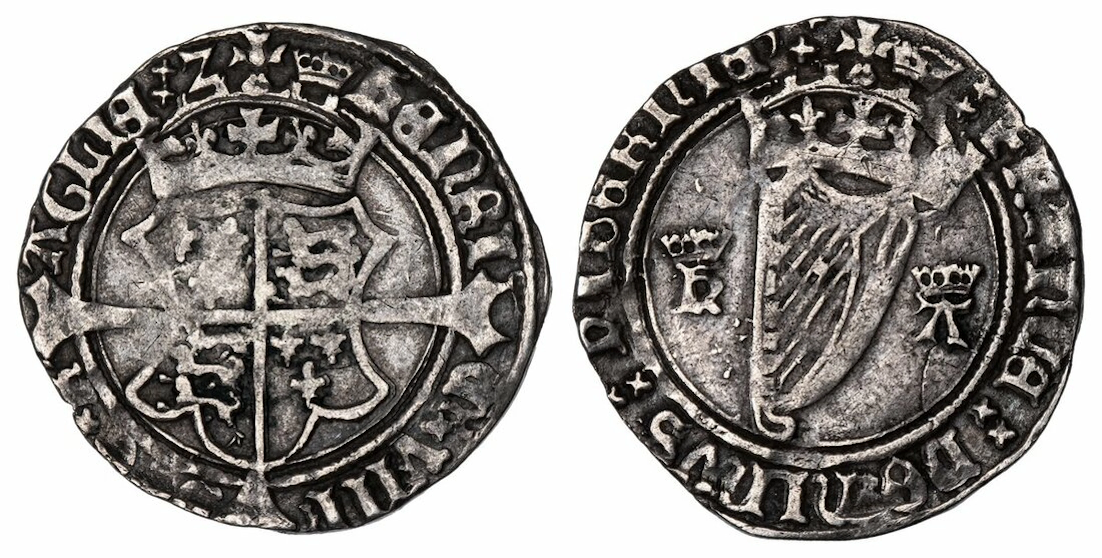 Ireland, Henry VIII with Anne Boleyn (1509-1547), Harp Coinage, First