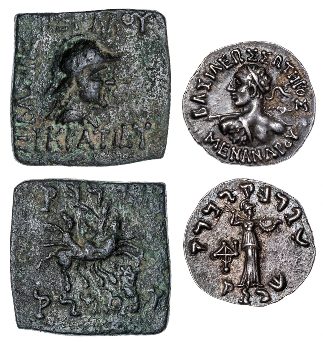 Kingdom of Baktria, Menander I Soter (c. 155-130 BC), AR Drachm, BASILEWS