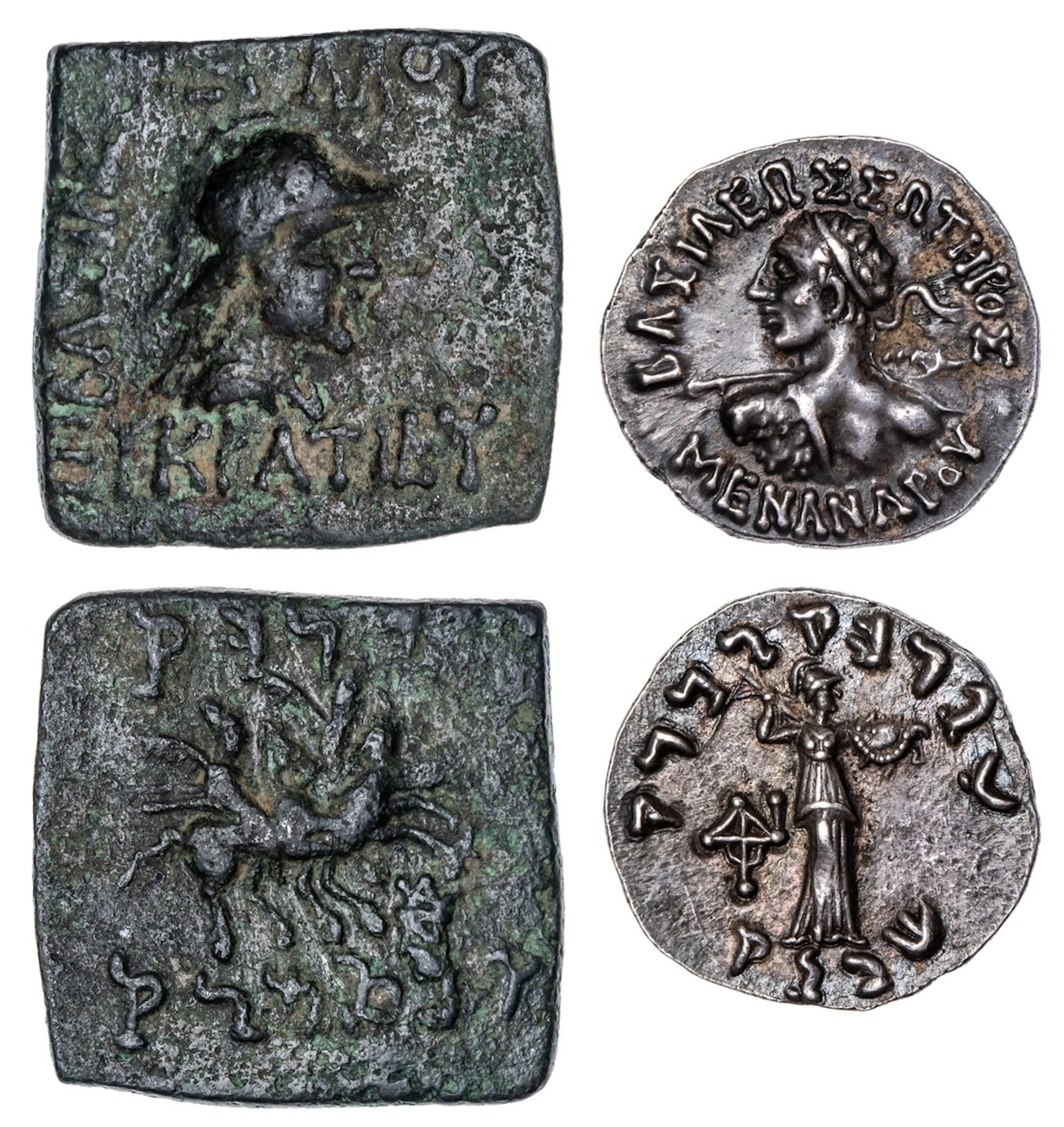 Kingdom of Baktria, Menander I Soter (c. 155-130 BC), AR Drachm, BASILEWS