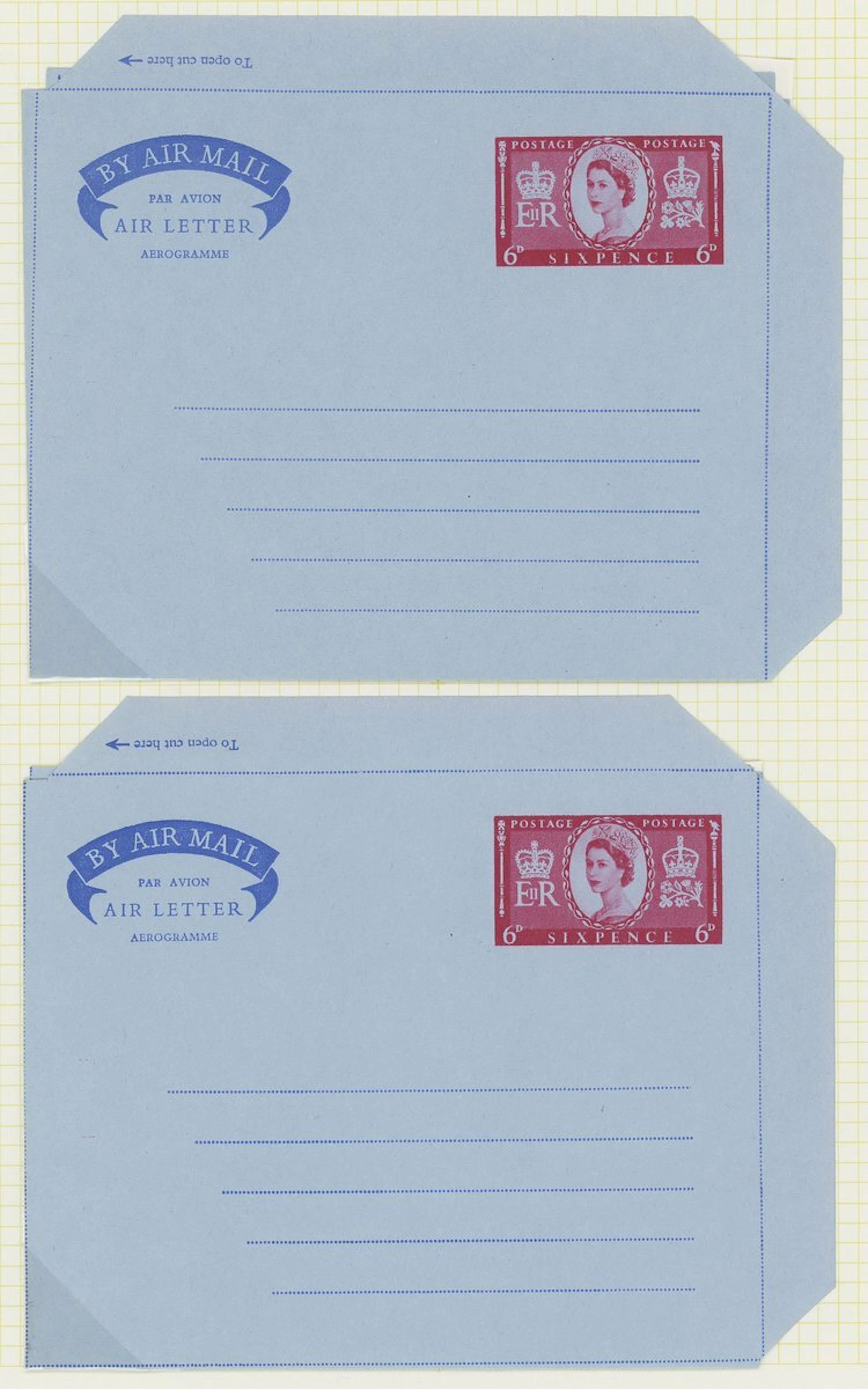 Great Britain Postal Stationery Air Letters The outstanding Q.E.