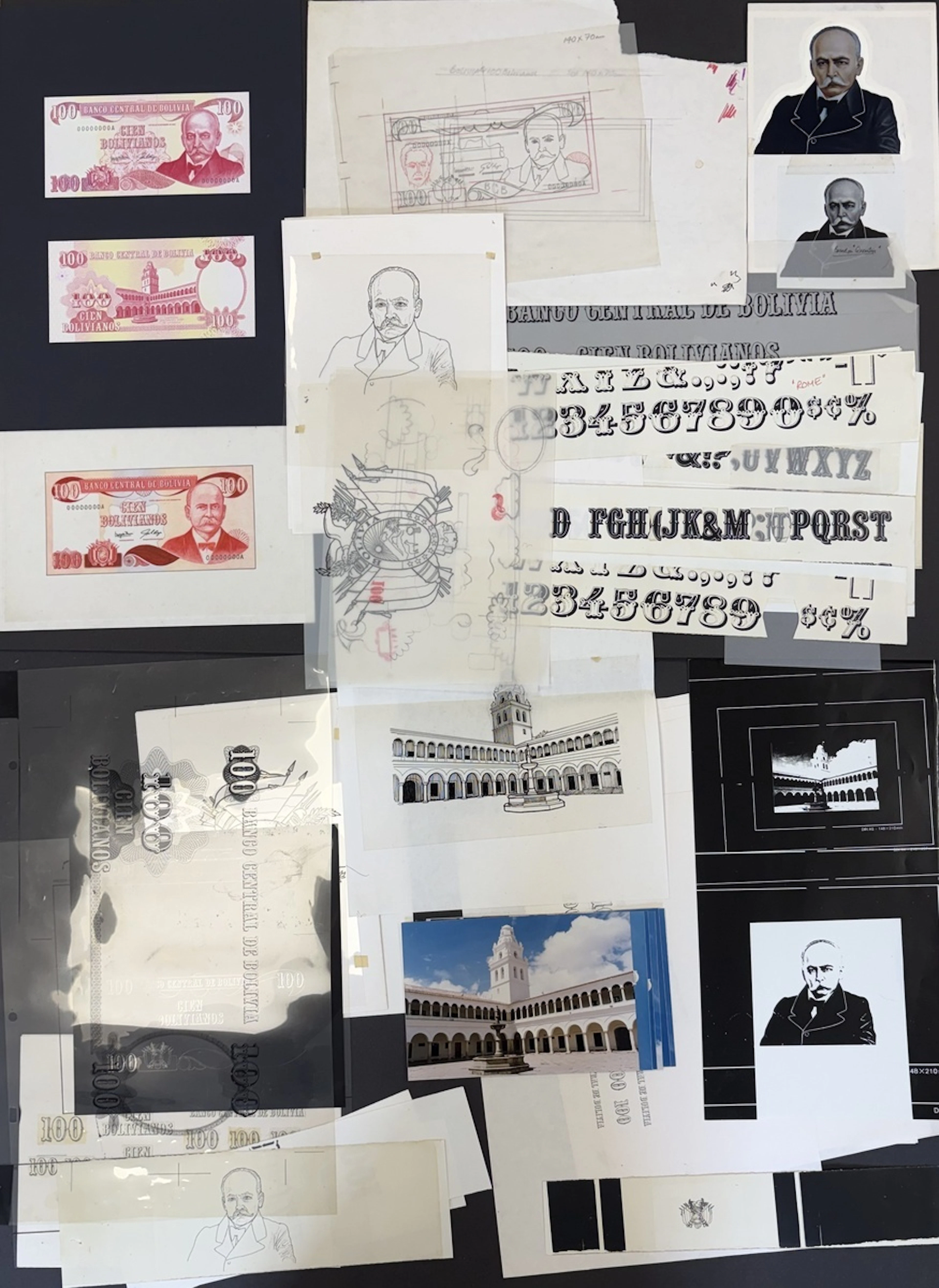 Banco Central de Bolivia, printer's material for 100 Bolivianos, 1986