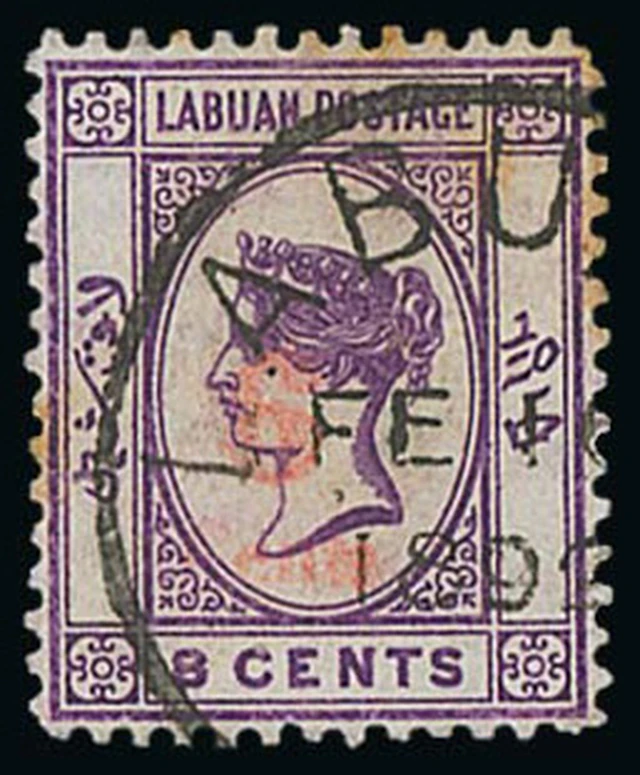 Labuan 1891-92 Surcharges 6c. in red on 8c. mauve, neatly cancelled
