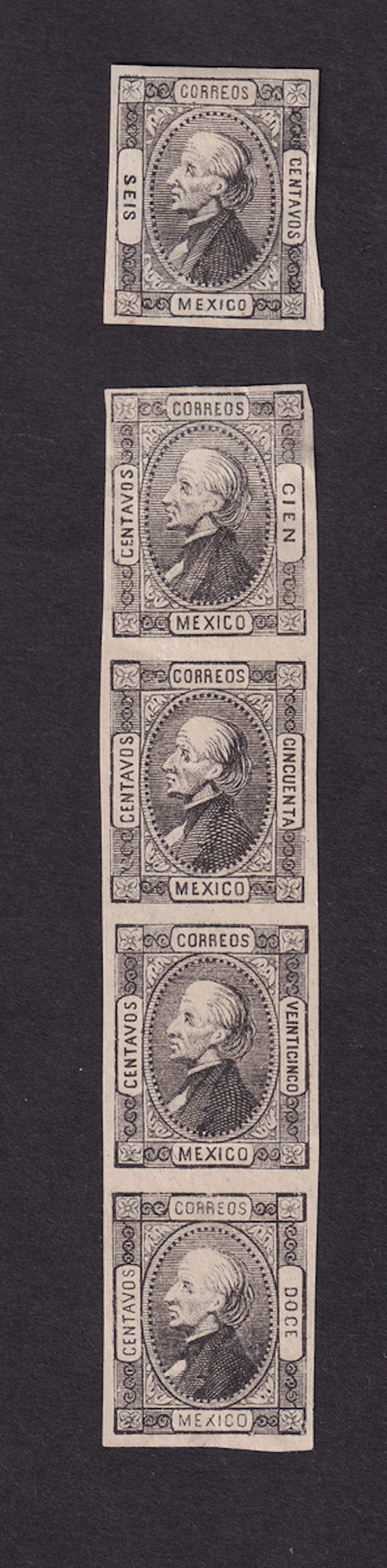 1856-1883 Classic Period 1872, "Hidalgo", 12c., 25c., 50c. and 100c.