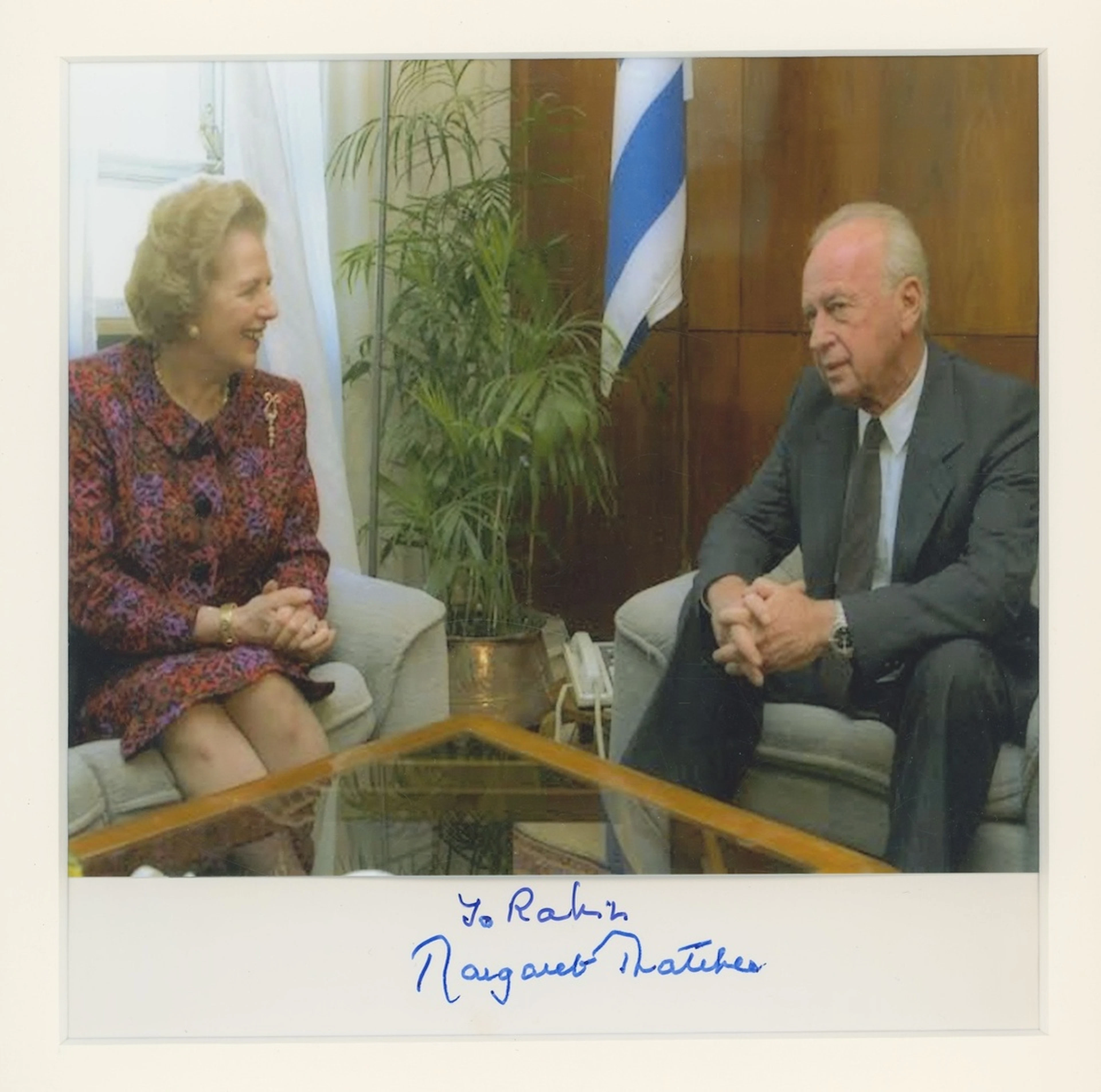 Great Britain / Israel Prime Ministers Thatcher & Rabin 1992 Photograph