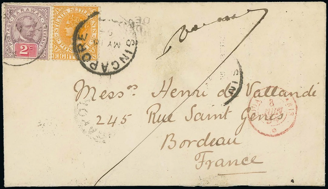 Sarawak 1888-97 "postage & revenue" Issue Combination Covers 1894