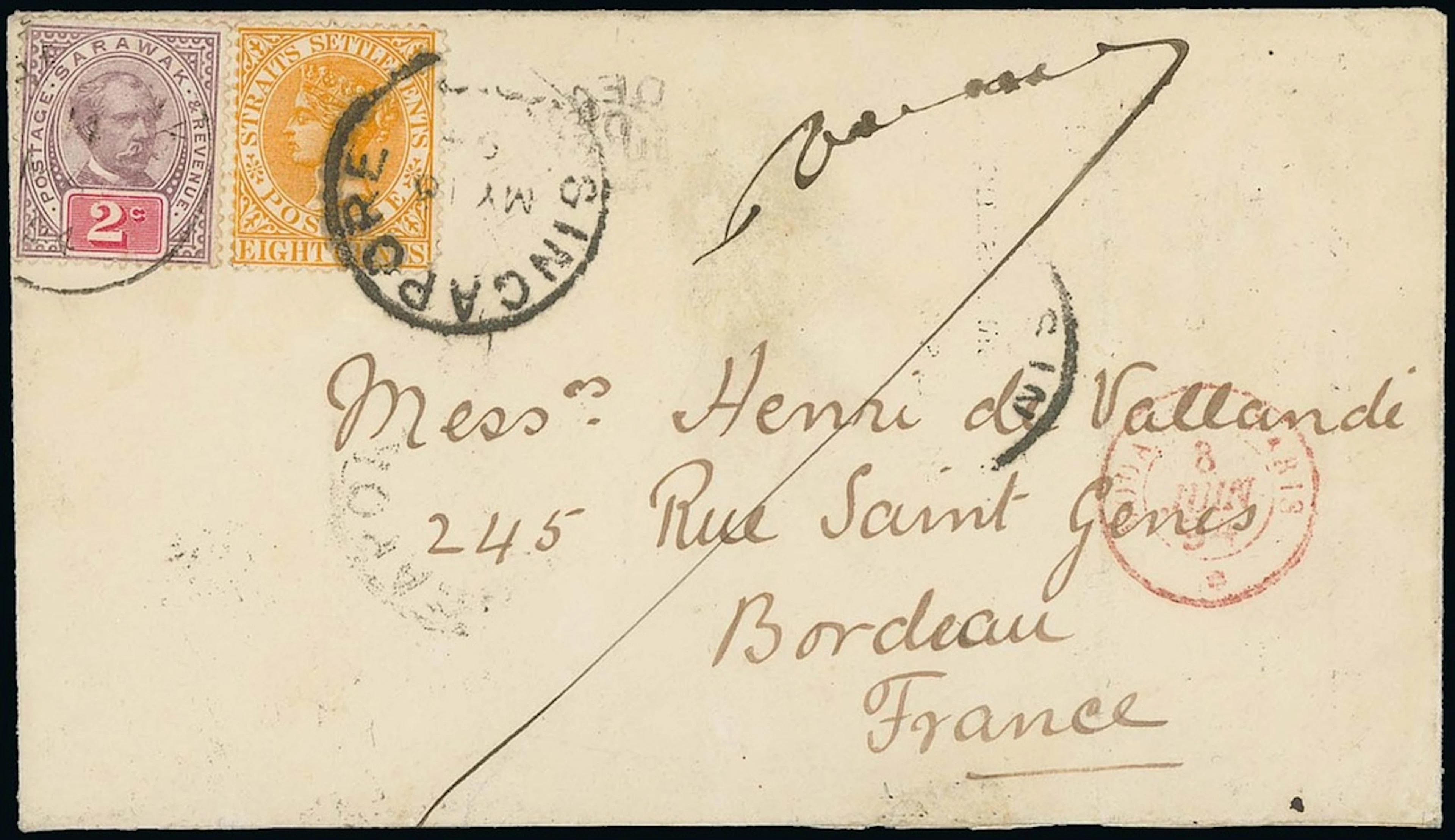Sarawak 1888-97 "postage & revenue" Issue Combination Covers 1894