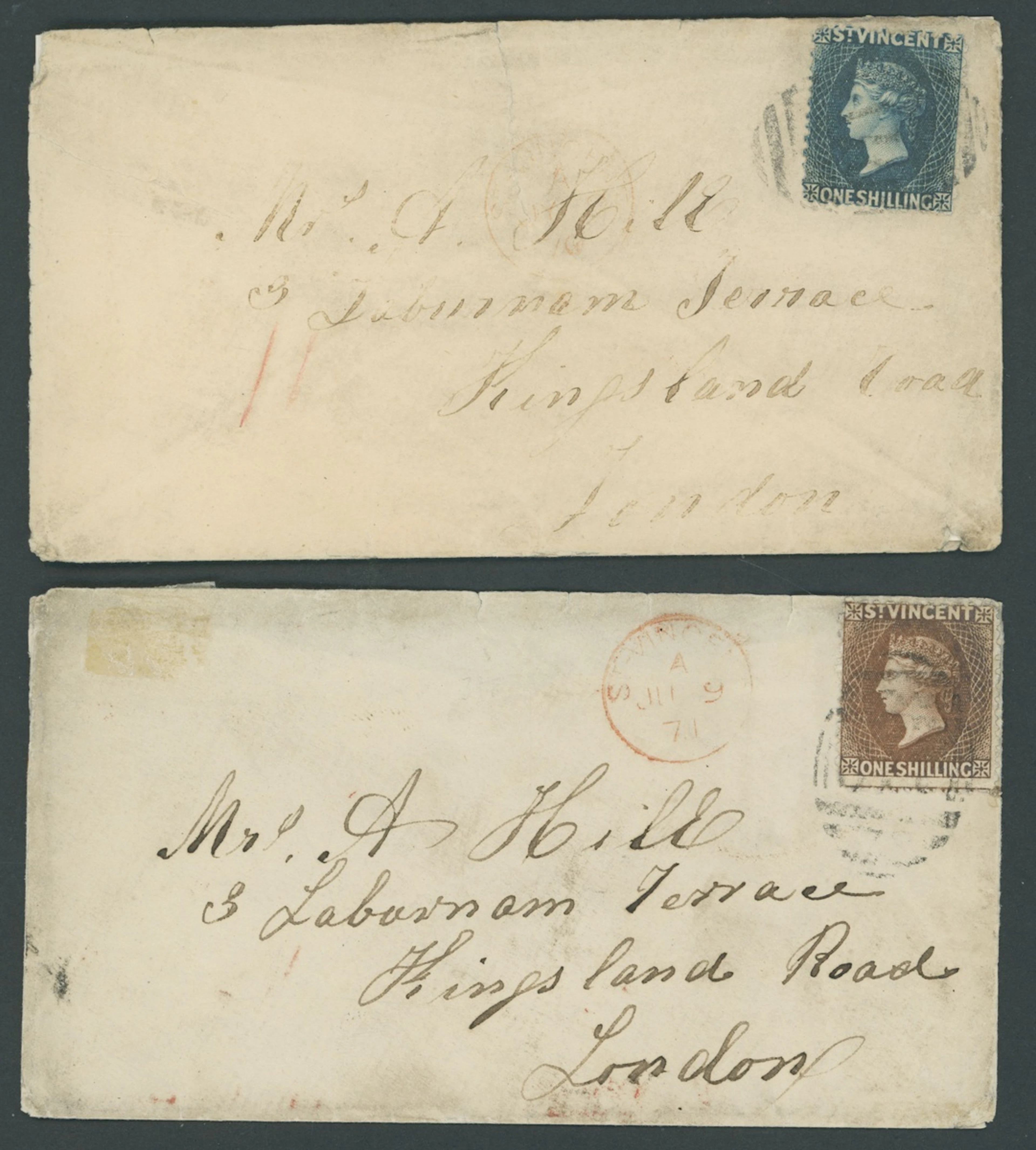 St. Vincent Covers and Cancellations 1871 (9 June) envelope ex the