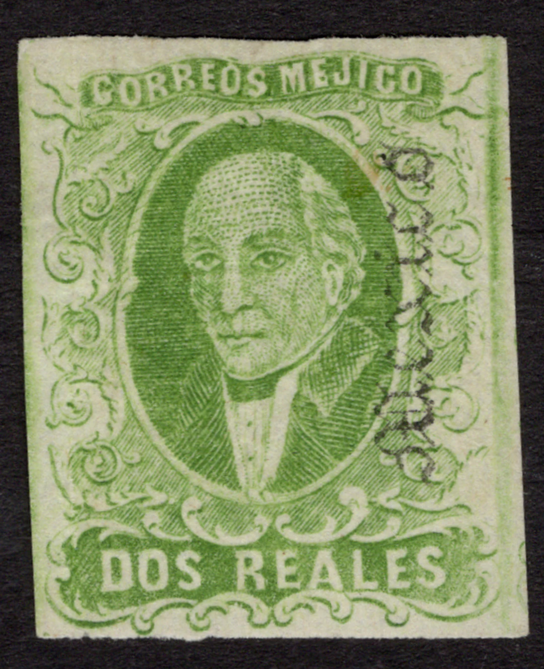 1856-1883 Classic Period 1867, "Hidalgo", 2r. yellow-green with gothic