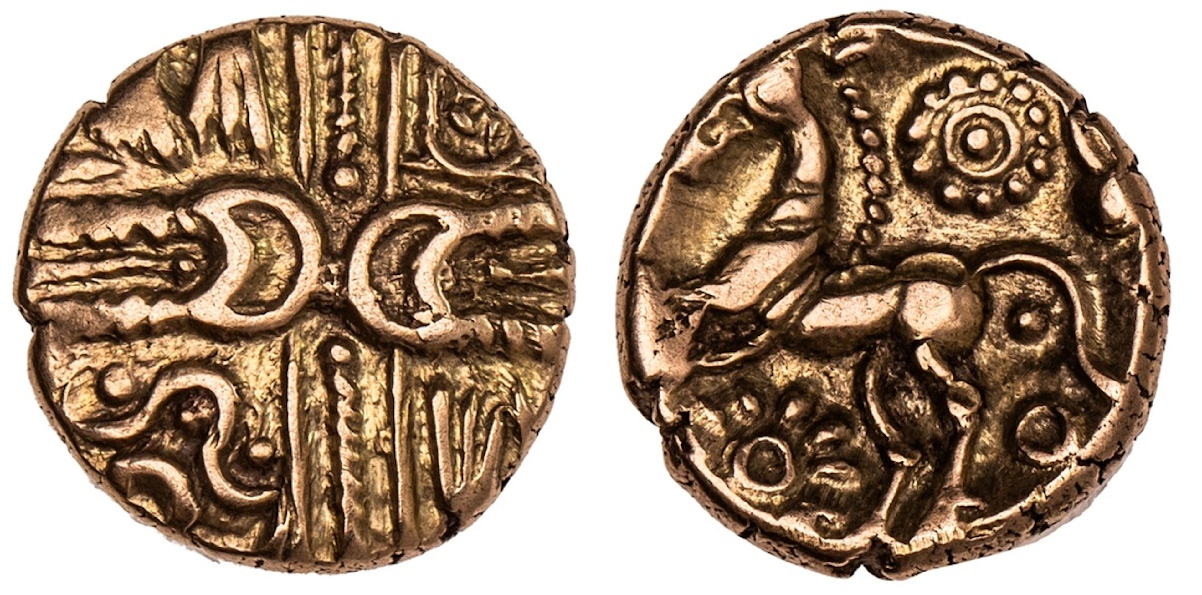 Regni (60-50 BC), AV Quarter-Stater, 'Wonersh Left' Type, crossed