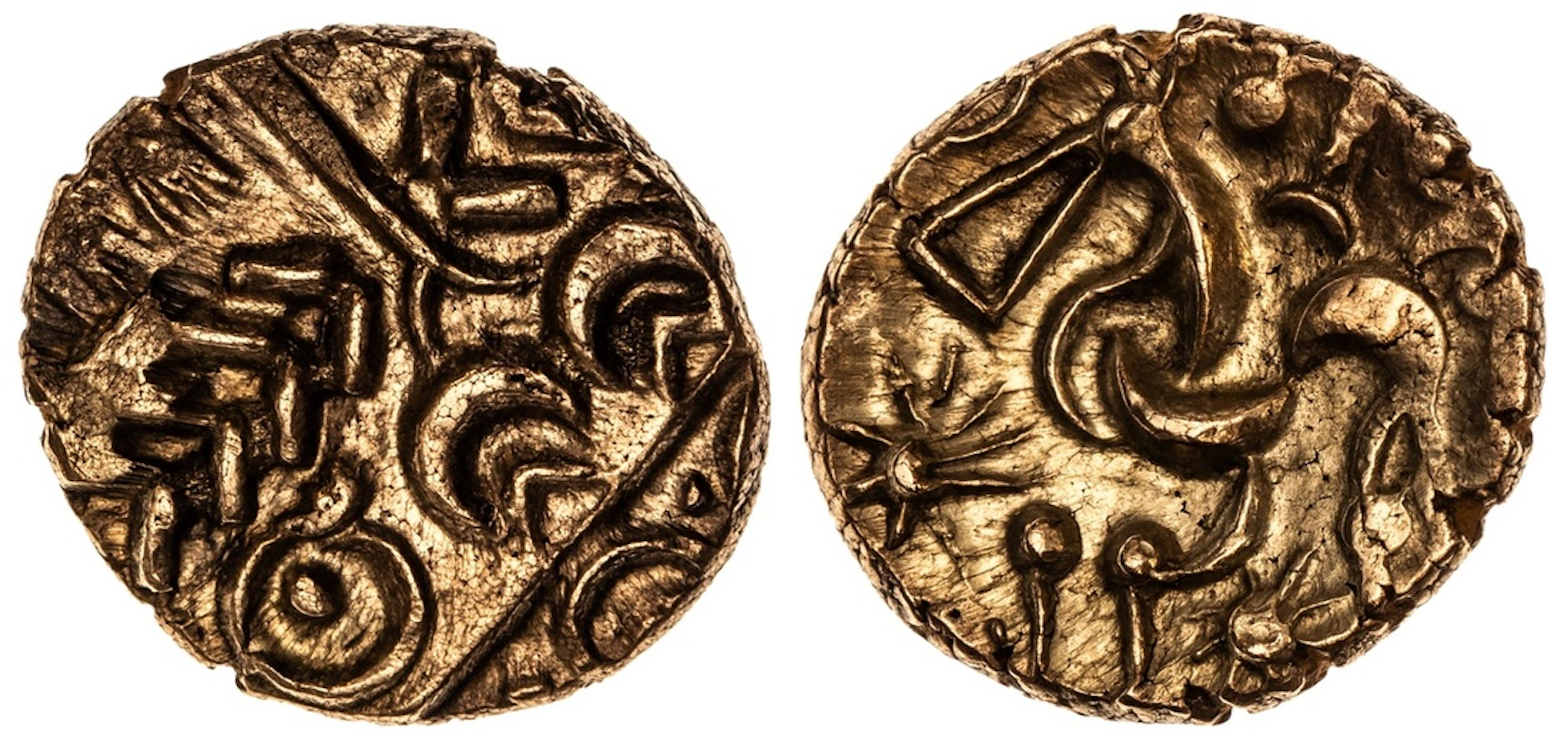 Corieltauvi (60-45 BC), AV Stater, 'South Ferriby' Type, wreath, cloak