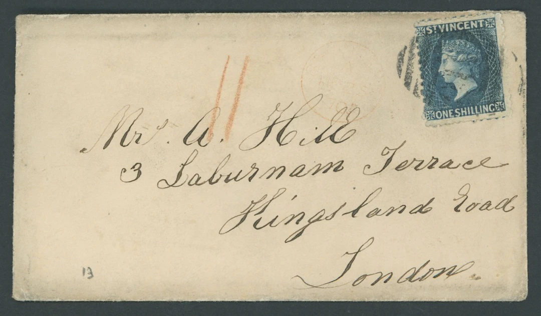 St. Vincent Covers and Cancellations 1870 (25 Feb.) envelope ex the