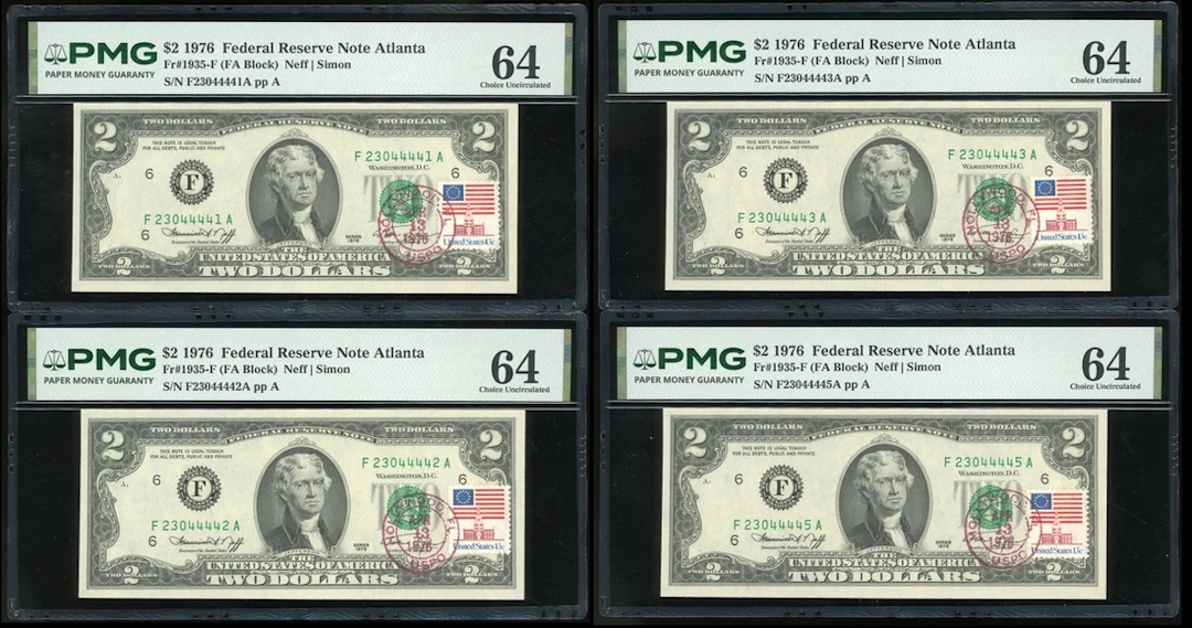 United States, Federal Reserve Note Atlanta, $2 (4), 1976, serial