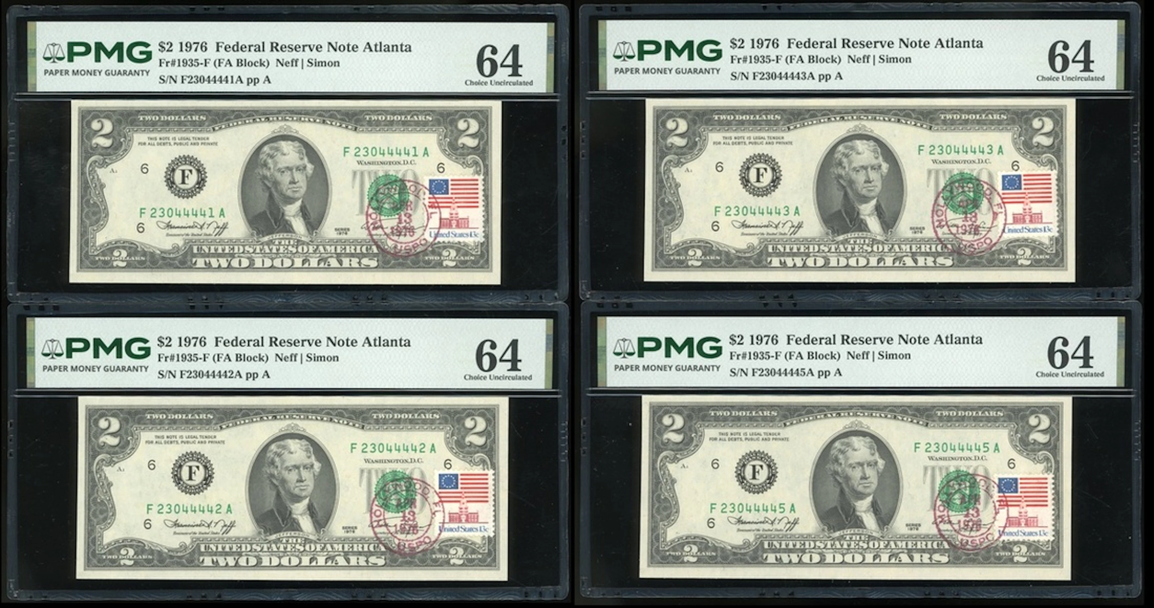 United States, Federal Reserve Note Atlanta, $2 (4), 1976, serial