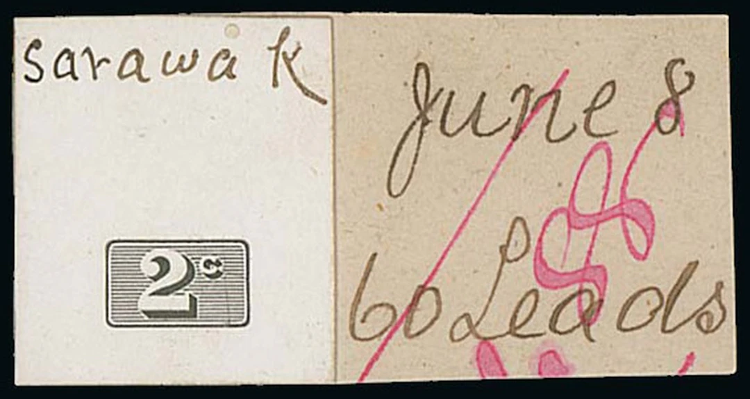 Sarawak 1888-97 "postage & revenue" Issue Die Proofs 2c. value tablet