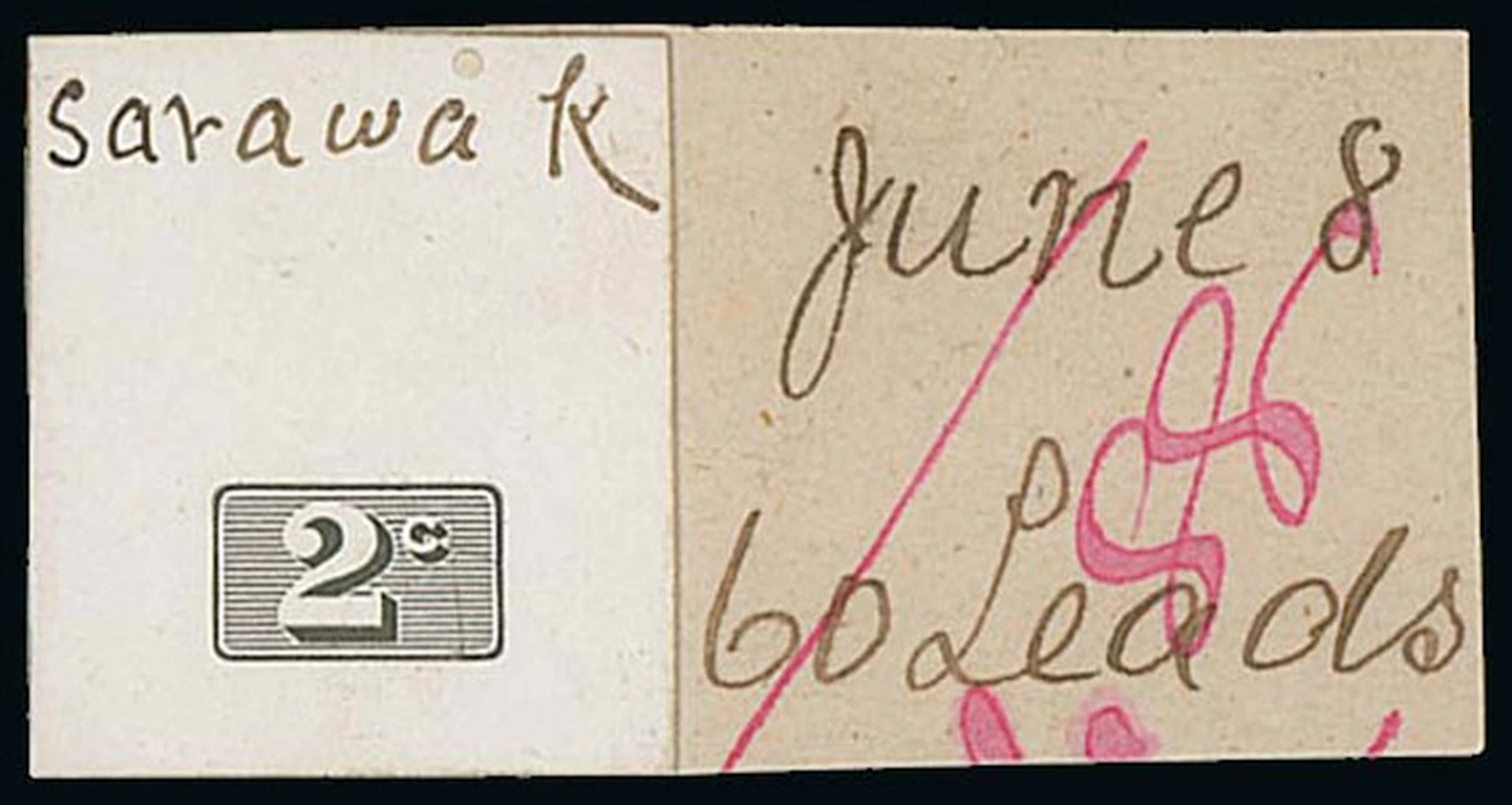 Sarawak 1888-97 "postage & revenue" Issue Die Proofs 2c. value tablet