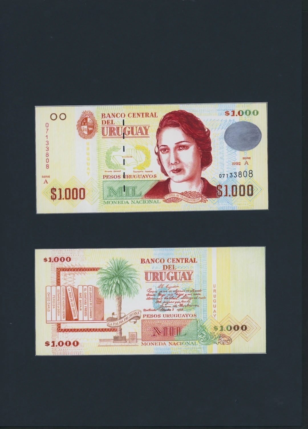 Banco Central Del Uruguay, [2 banknote designs] front and back designs