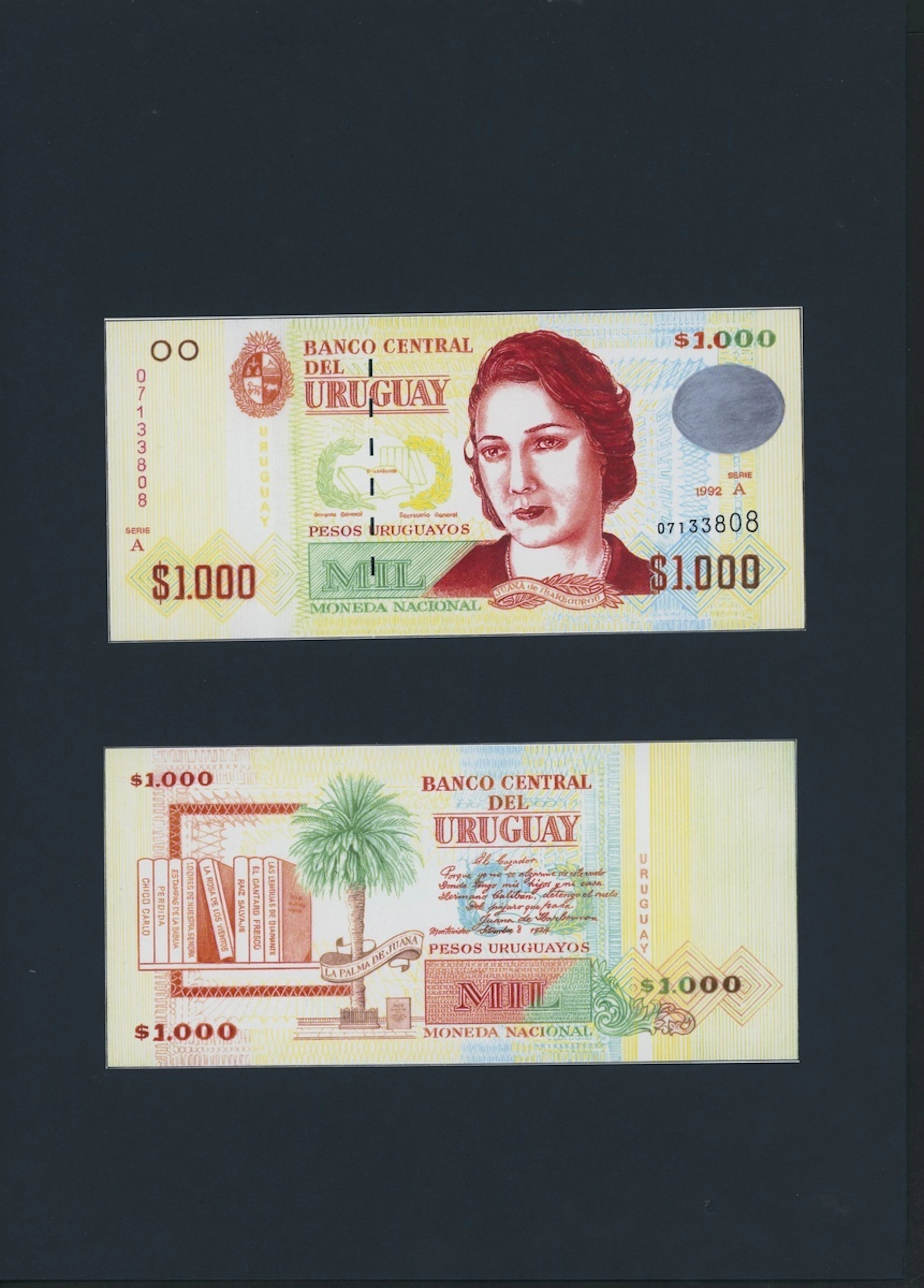 Banco Central Del Uruguay, [2 banknote designs] front and back designs