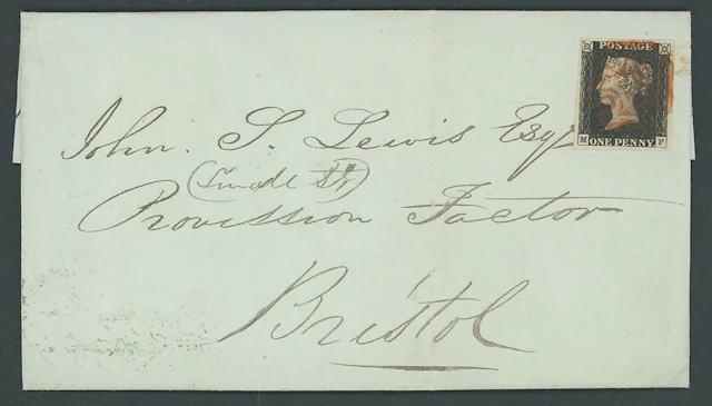 Great Britain 1840 One Penny Black Plate 1a MF (double letter M)