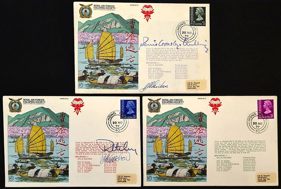 Hong Kong Covers 1977 (20 Nov.) three covers of "Successful FAF cerw