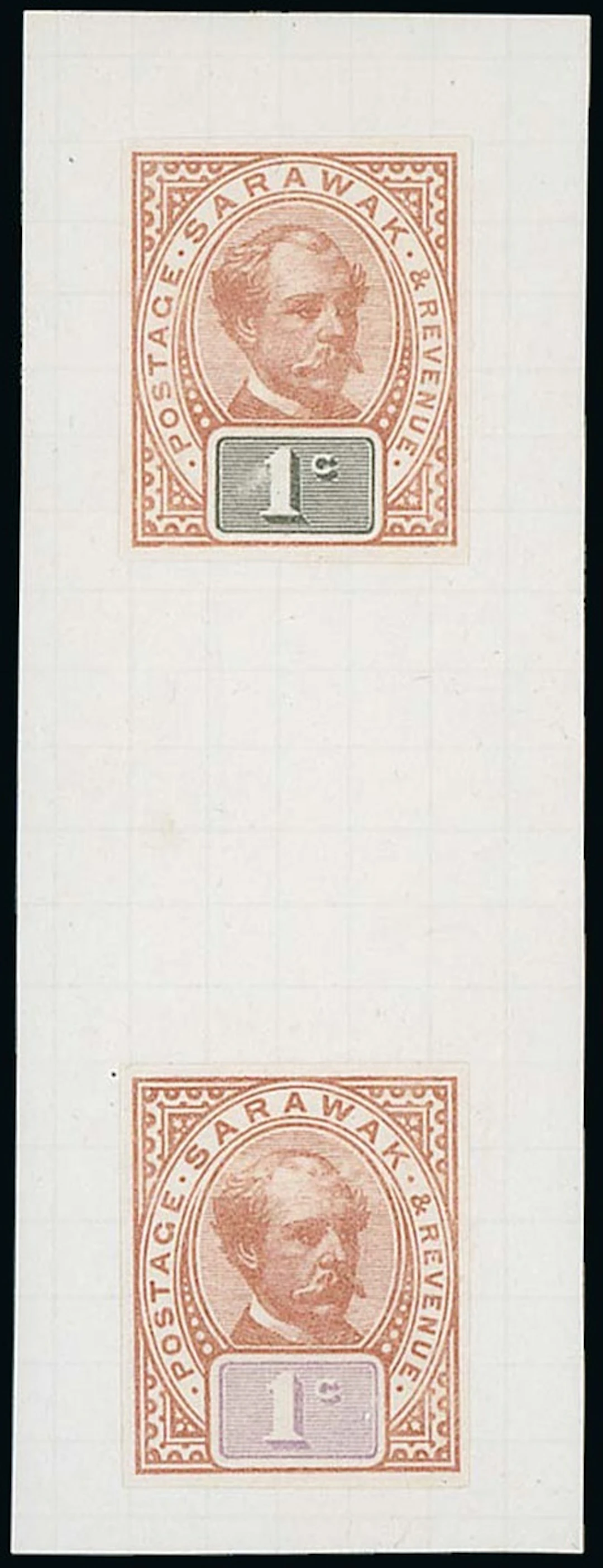 Sarawak 1888-97 "postage & revenue" Issue Imperforate Colour Trials