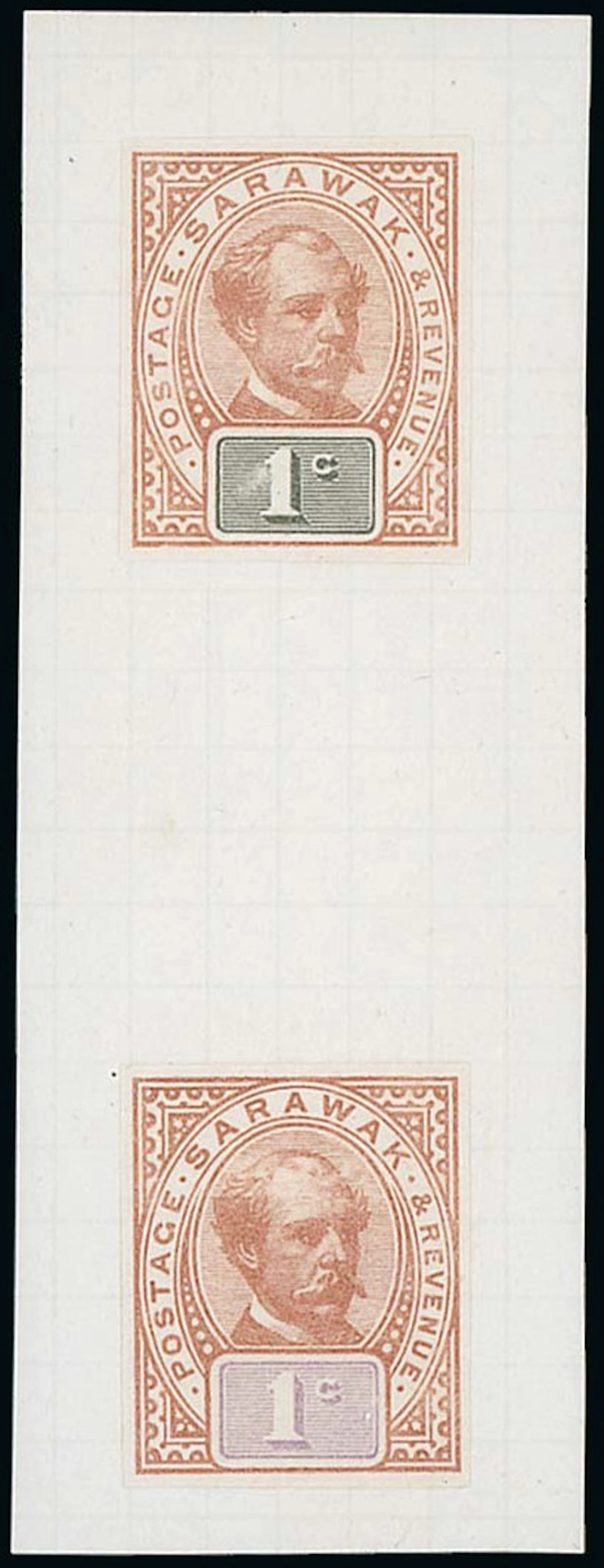 Sarawak 1888-97 "postage & revenue" Issue Imperforate Colour Trials