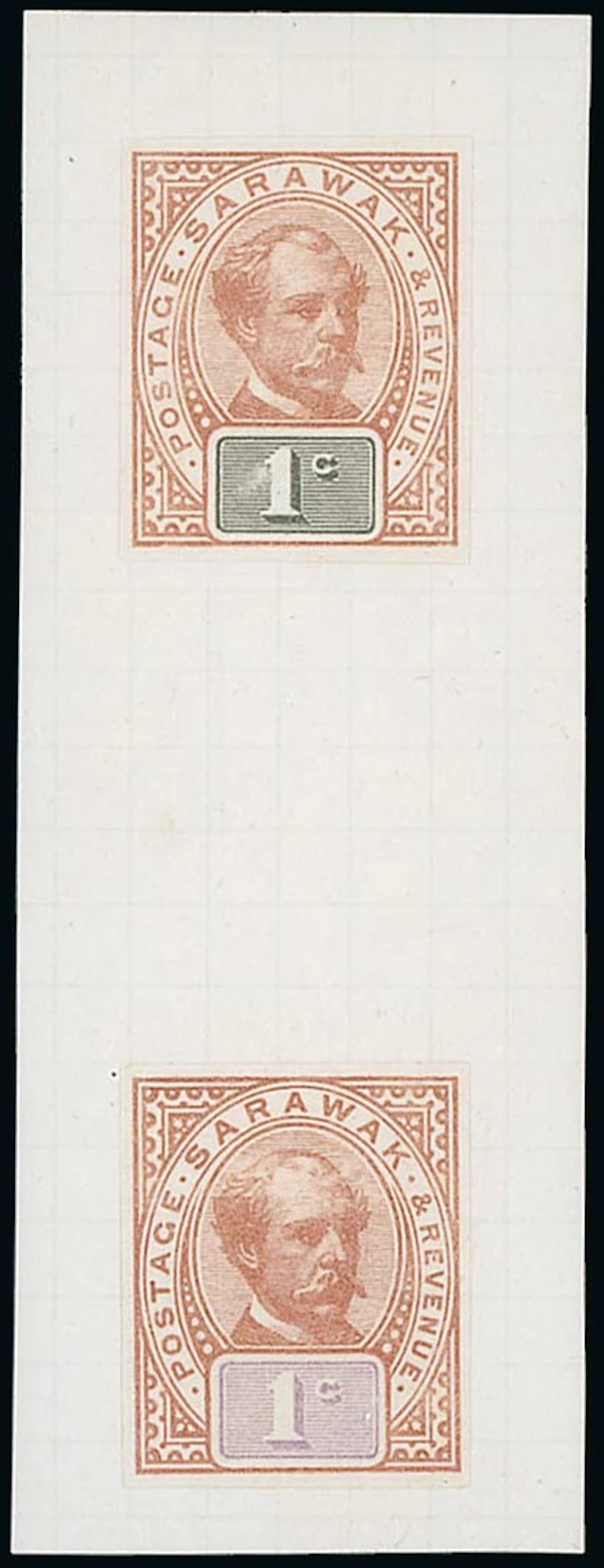 Sarawak 1888-97 "postage & revenue" Issue Imperforate Colour Trials