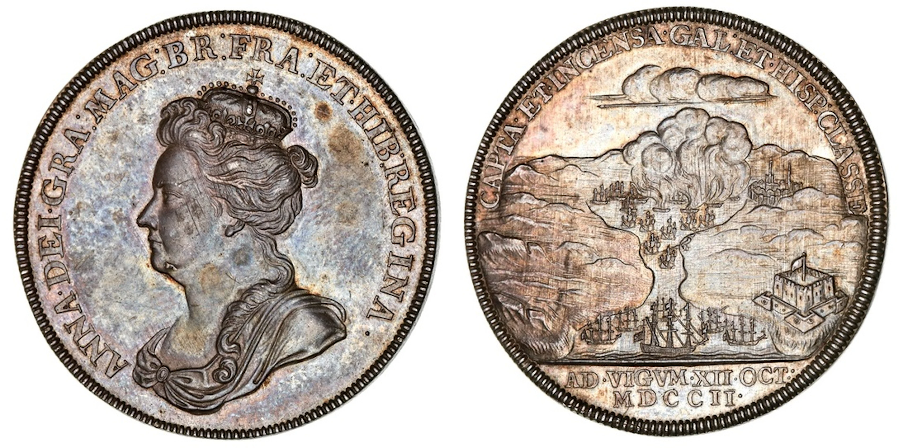 NGC MS62 | Expedition to Vigo Bay, AR Medal, 1702, by J. Croker, ANNA