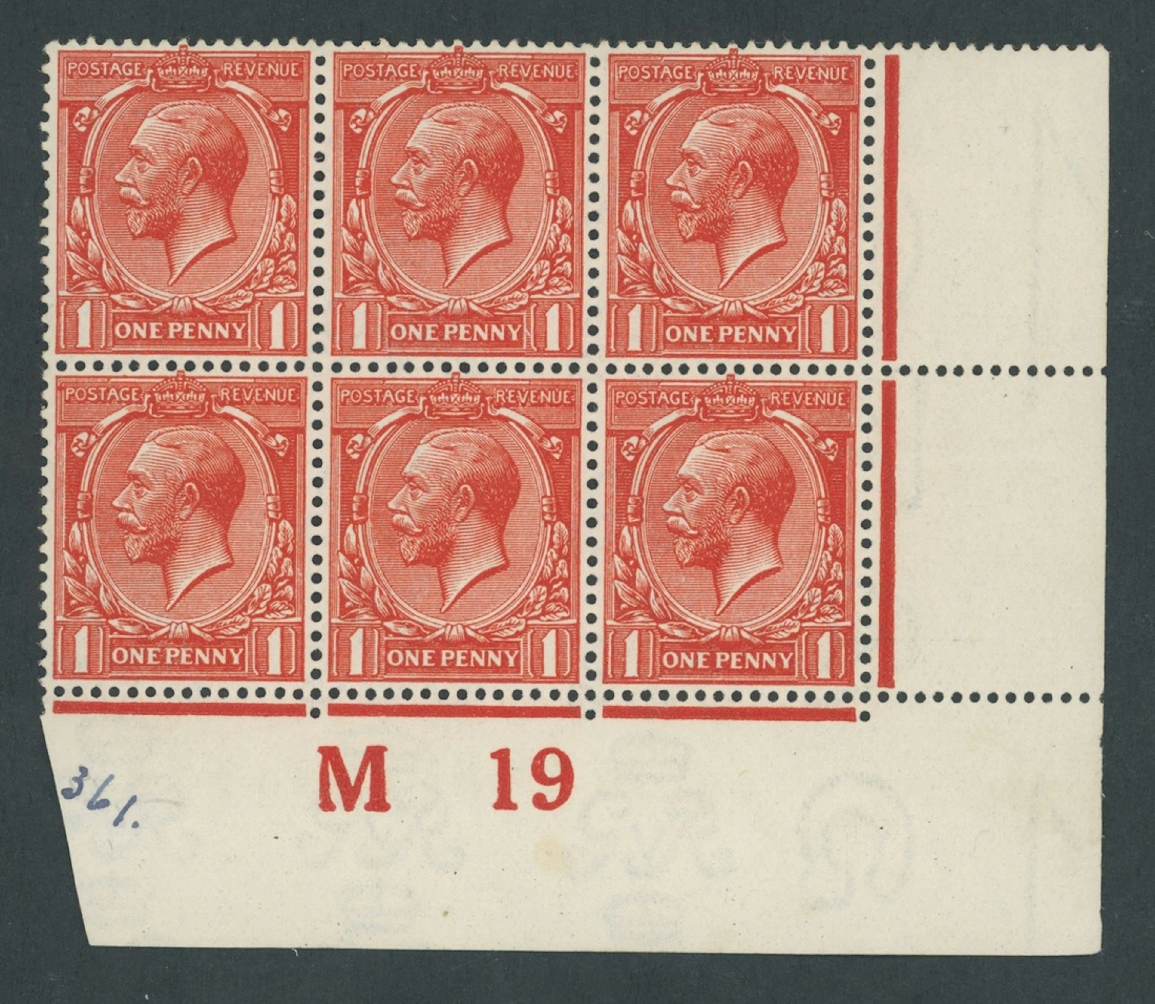 Great Britain King George V 1912-24, Watermark Simple Cypher 1d. deep