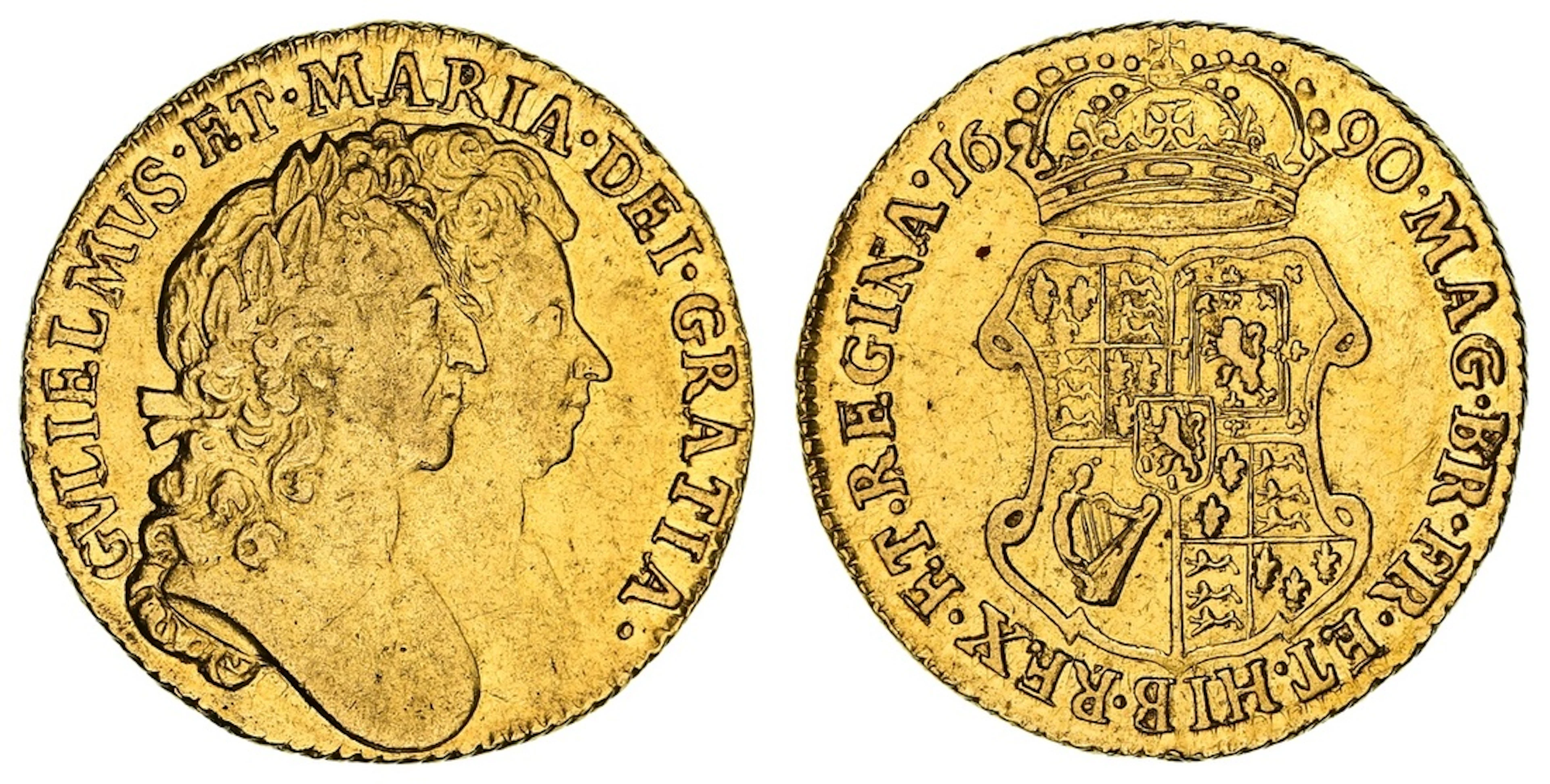William and Mary (1688-1694), Guinea, 1690, conjoined laureated busts