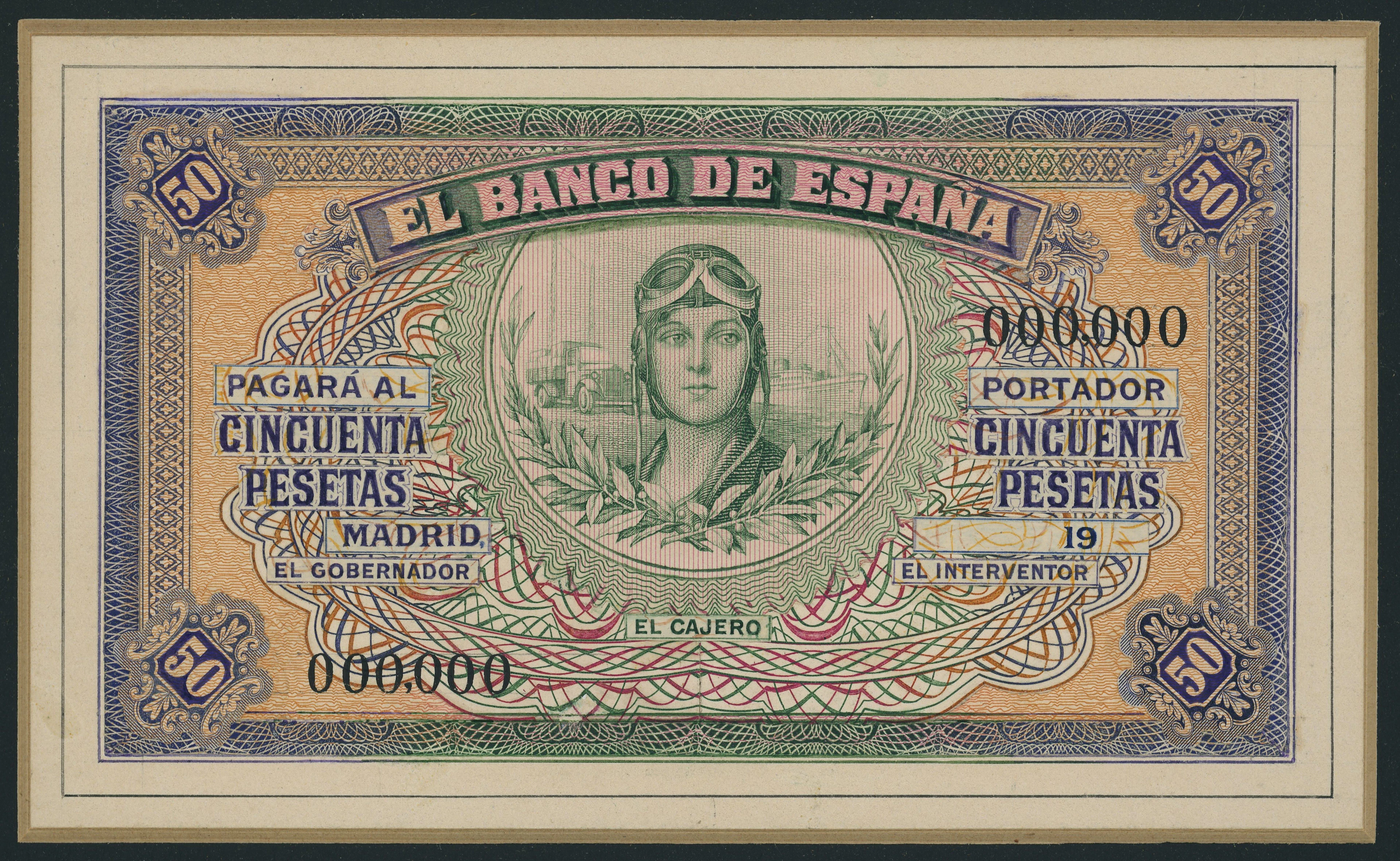 Banco de España, Spain, [2 notes] a pair of hand-executed front and