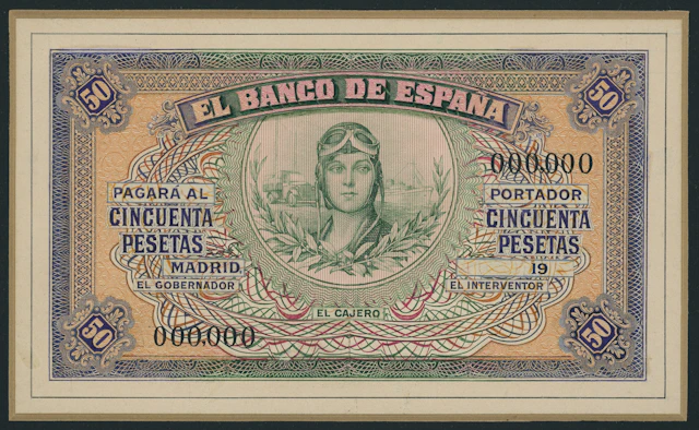 Banco de España, Spain, [2 notes] a pair of hand-executed front and