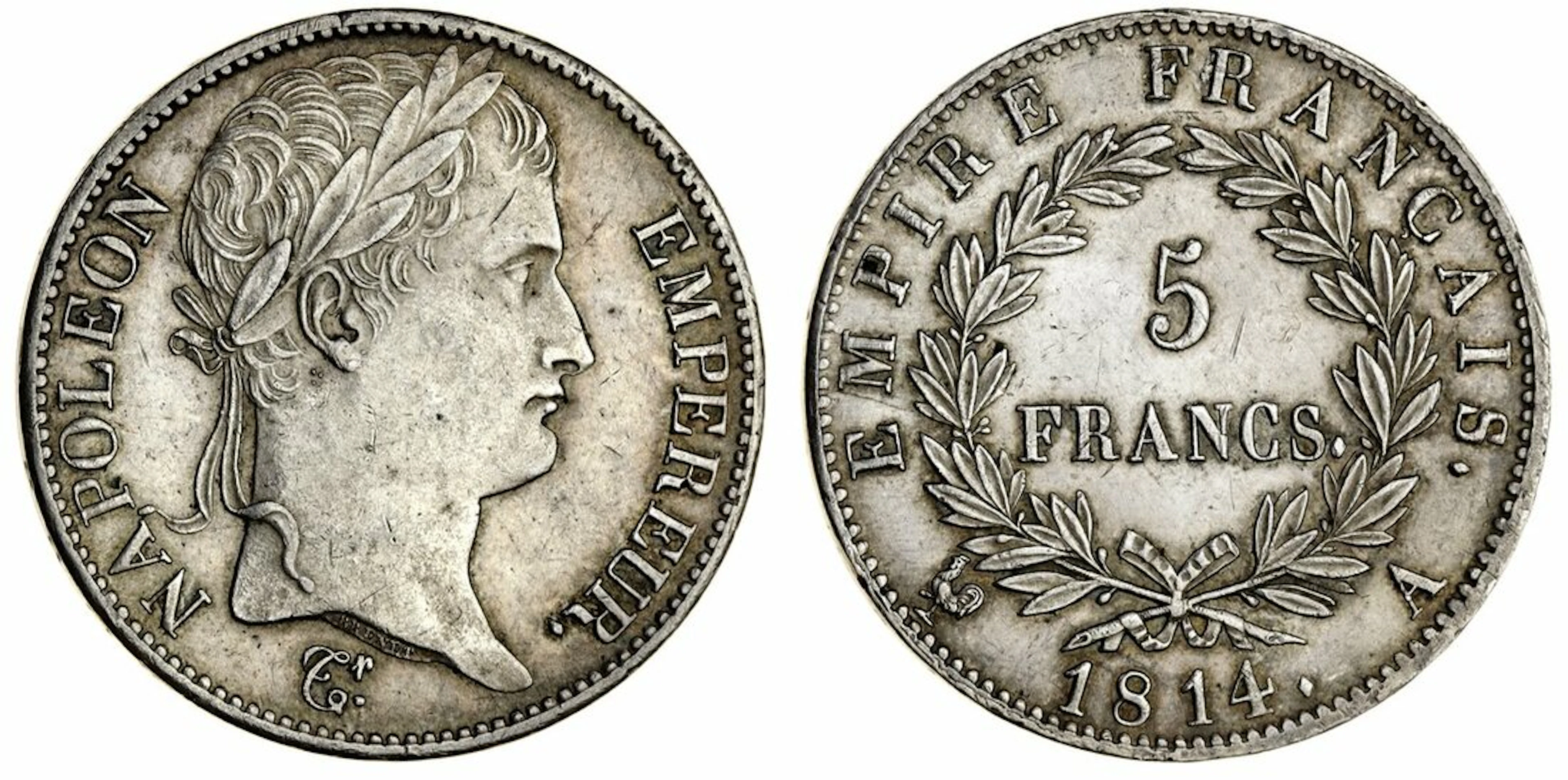France, First Empire, Napoléon Bonaparte (1804-1814), 5-Francs, 1814-A