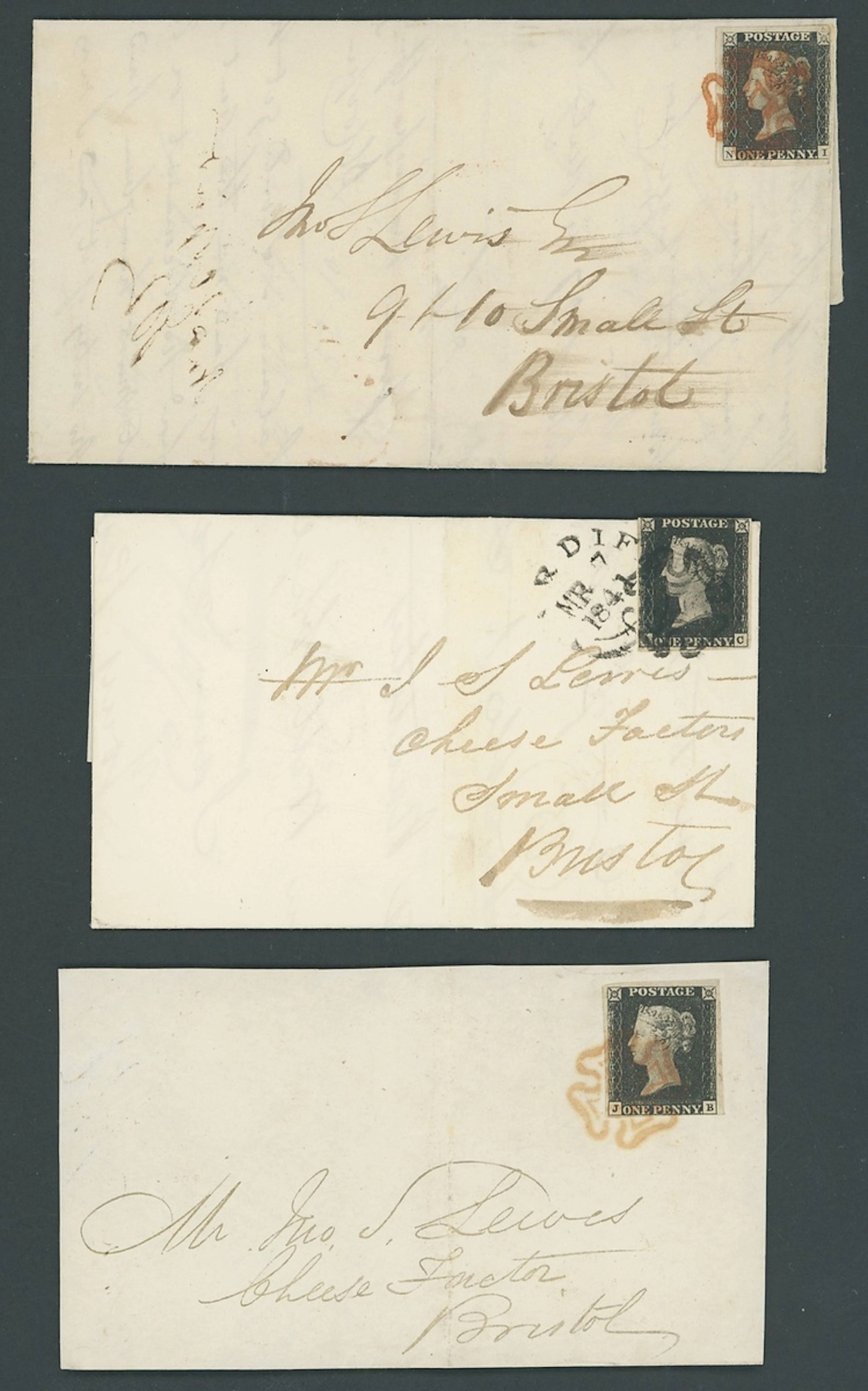 Great Britain 1840 One Penny Black Plate 1b AC in intense black shade