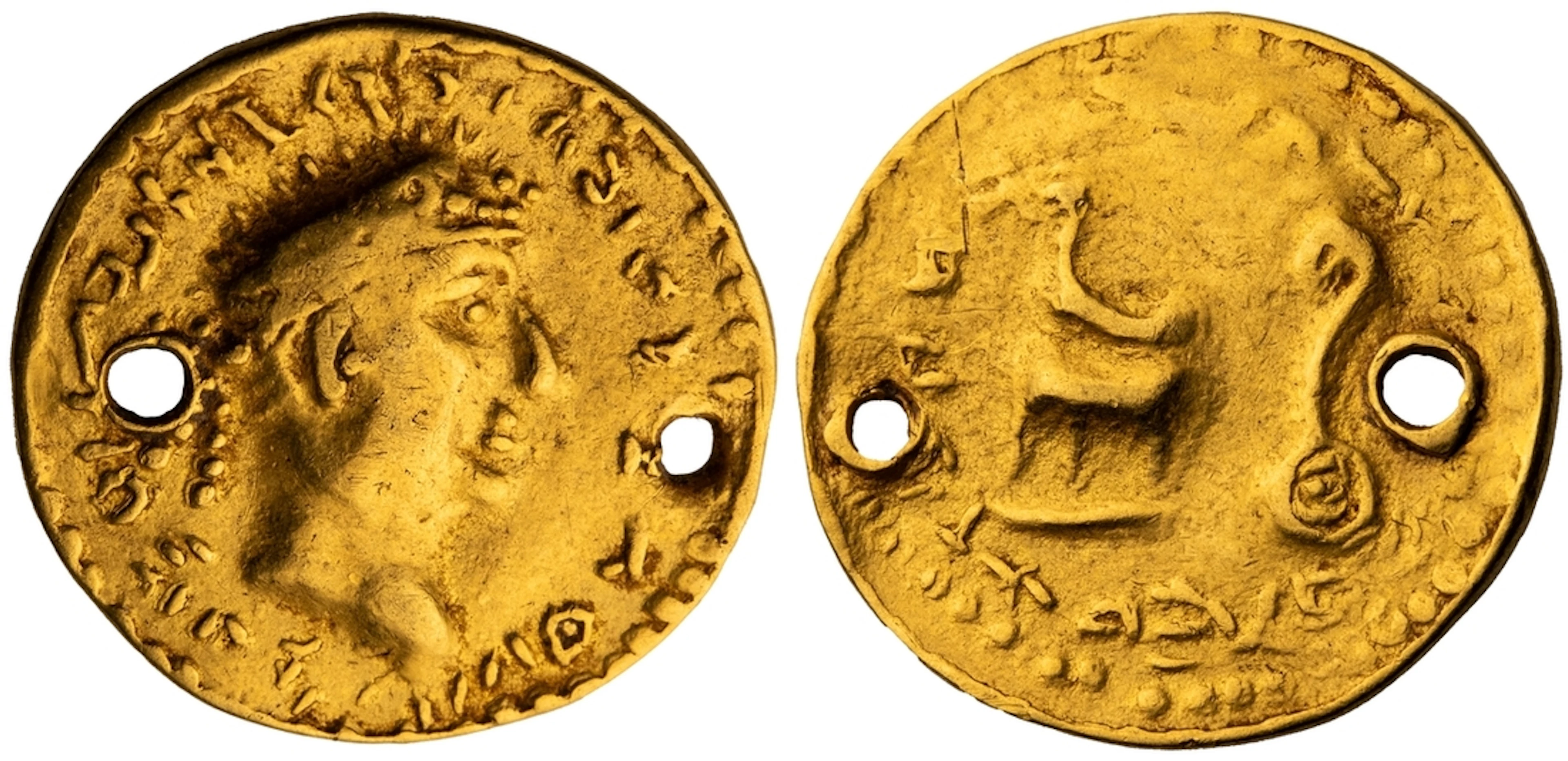 India, imitation of Tiberius, 'Tribute Penny' type AV Aureus, struck