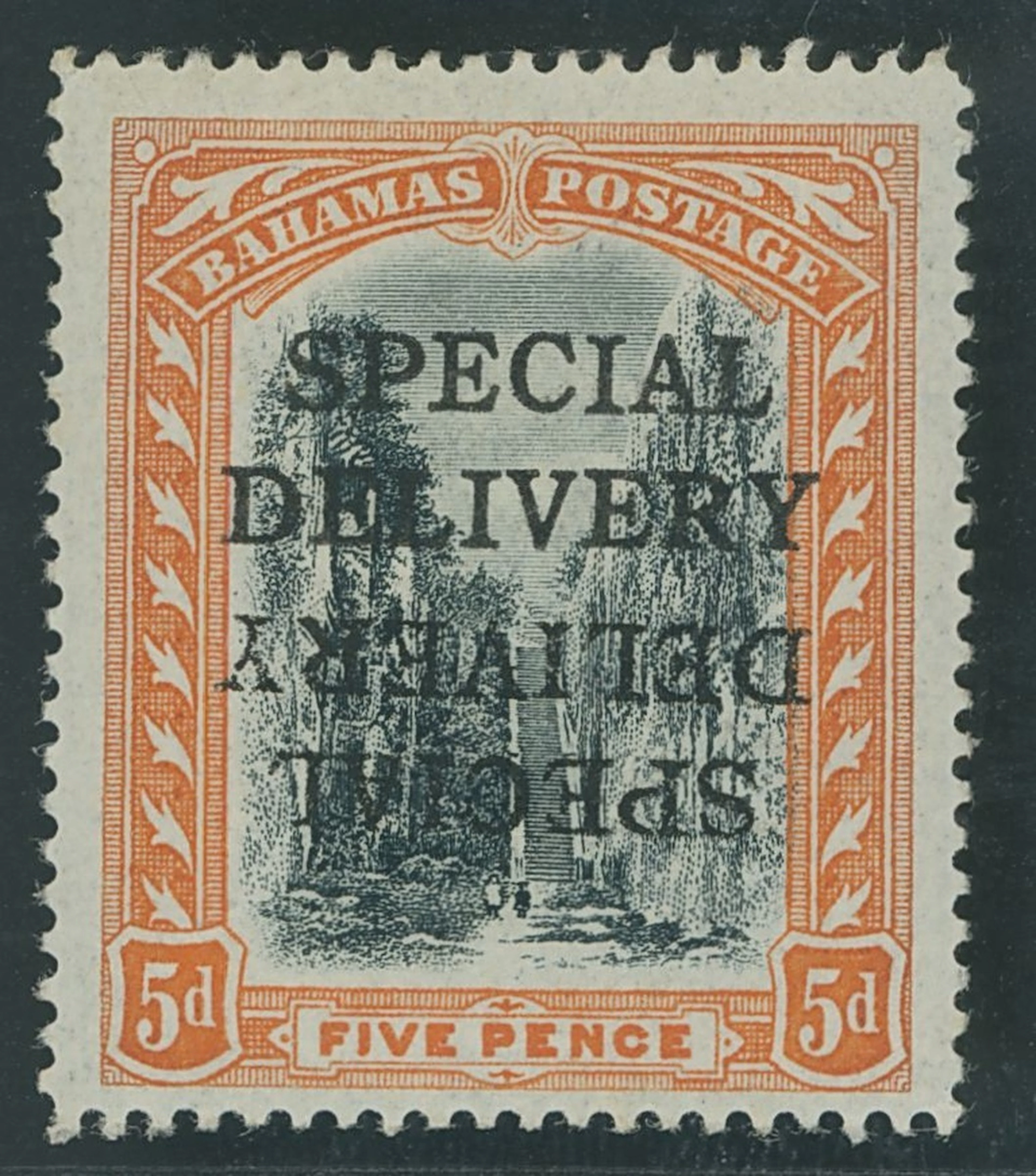 Bahamas 1916 (1 May) Special Delivery 5d. black and orange, variety