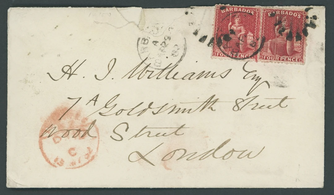 Barbados Britannia Issues Covers 1882 (29 Apr.) envelope to London